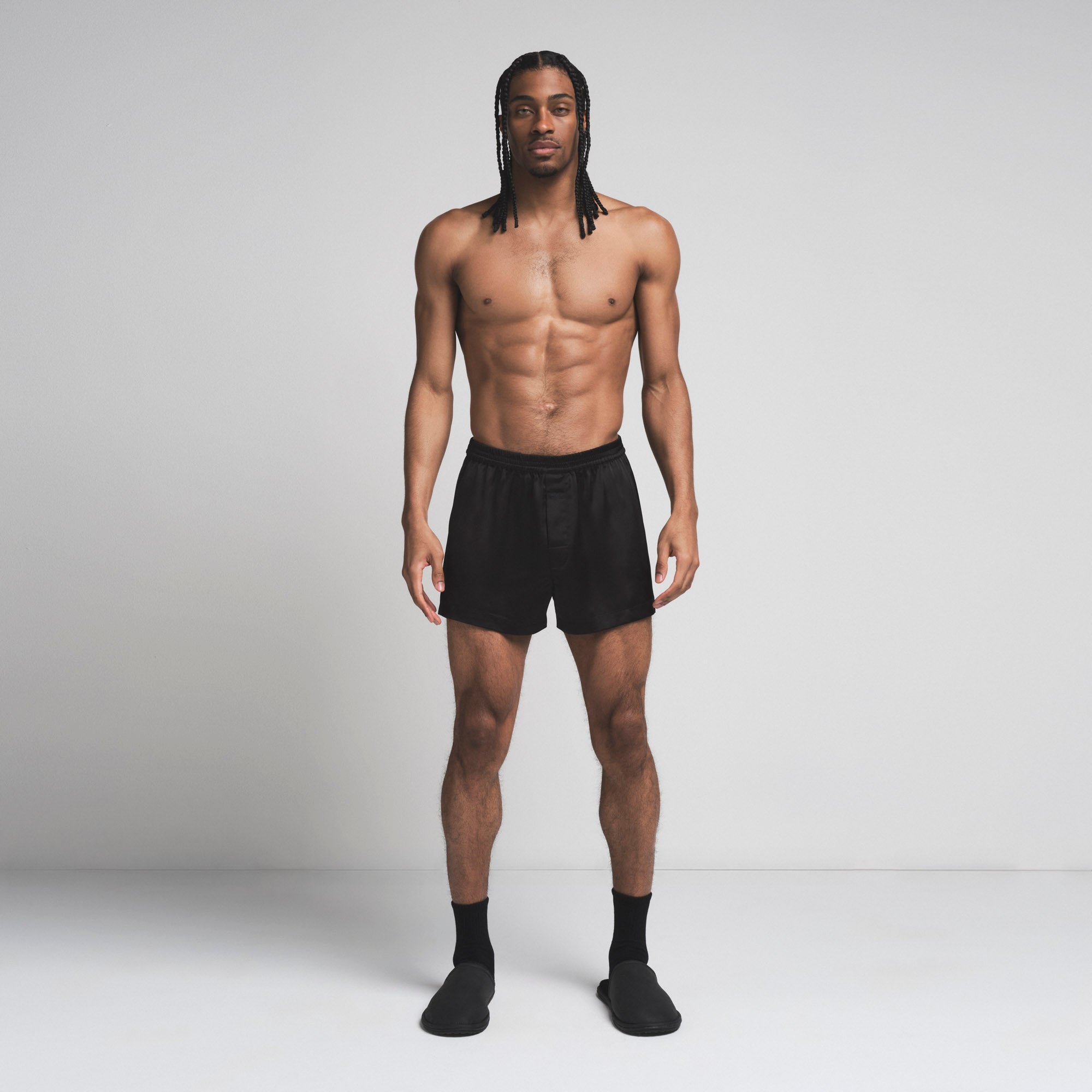 SATEEN SLEEP MENS 3" BOXER SHORT | ONYX - Image 3