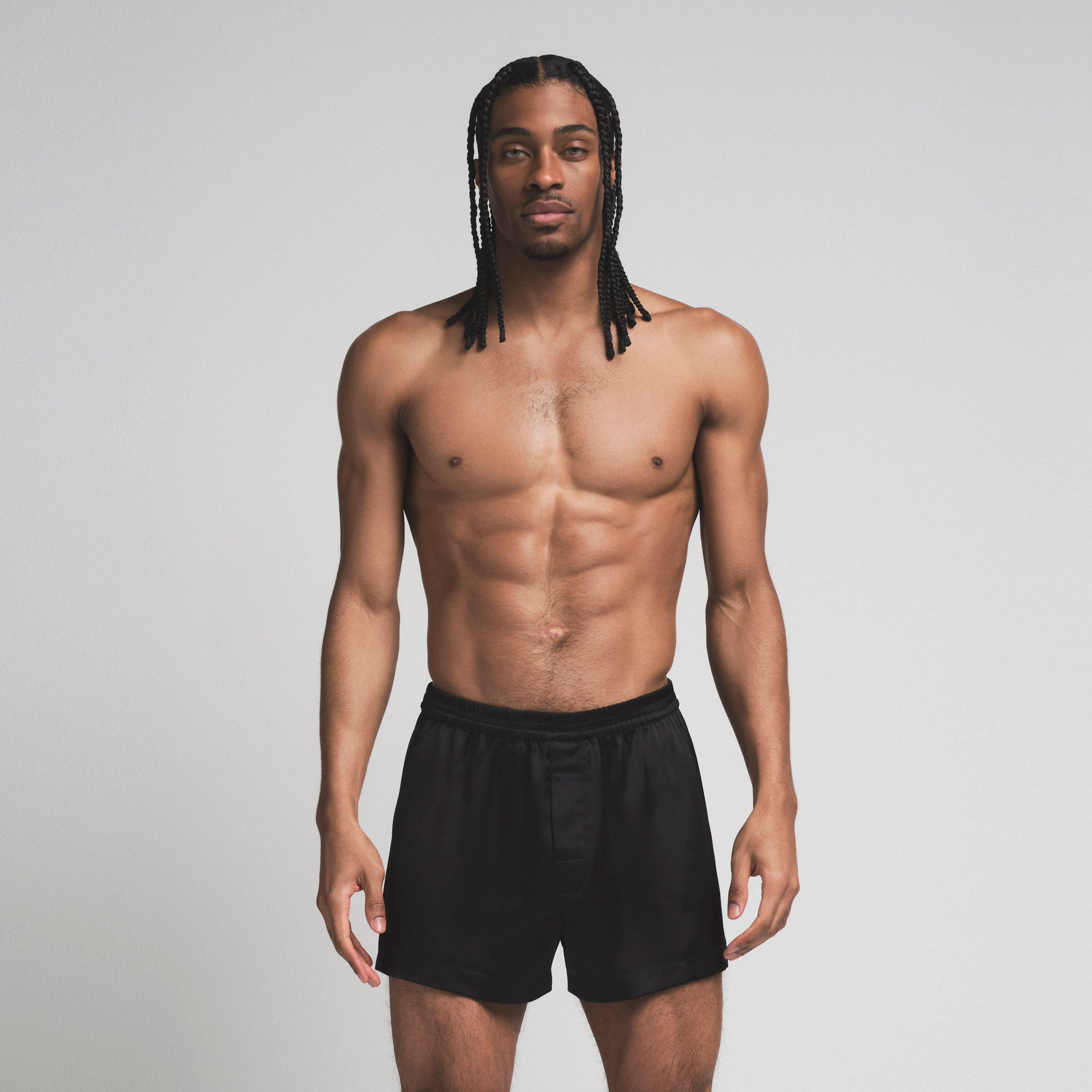 SATEEN SLEEP MENS 3" BOXER SHORT | ONYX