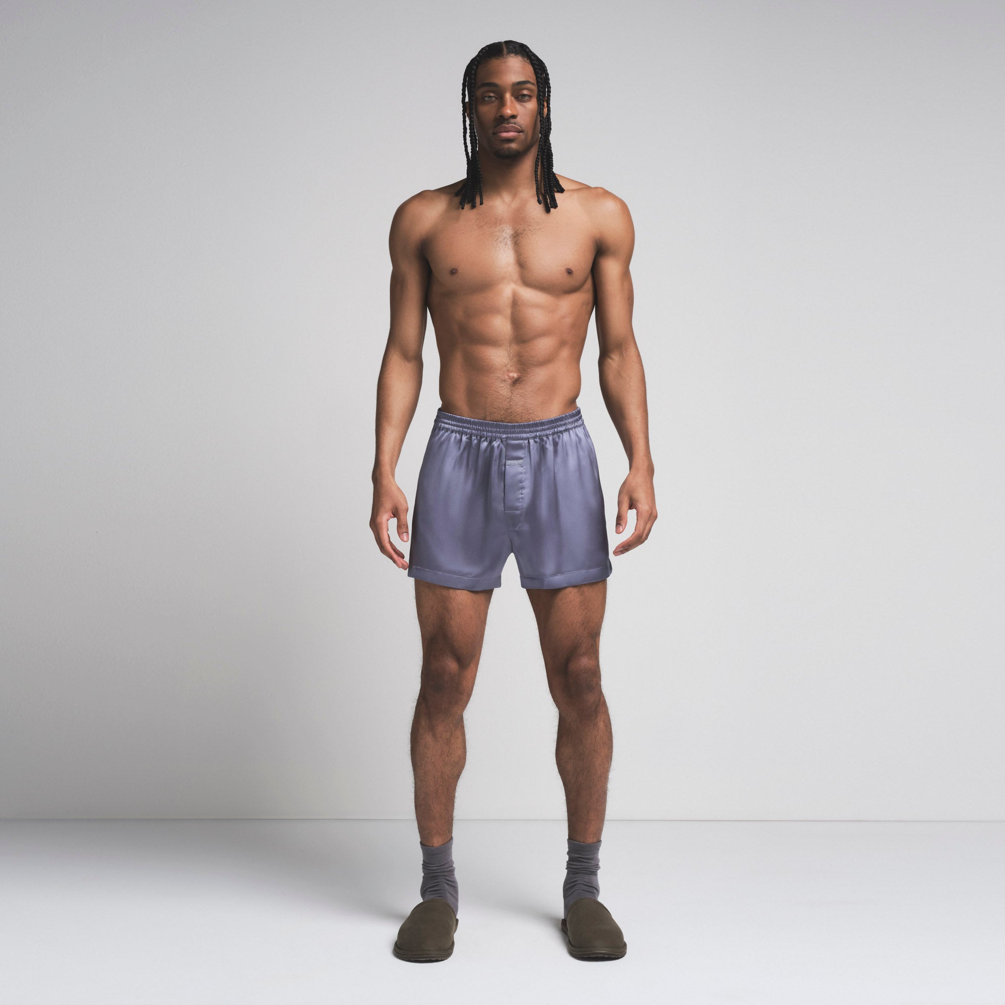 SATEEN SLEEP MENS 3" BOXER SHORT | SLATE - Image 2
