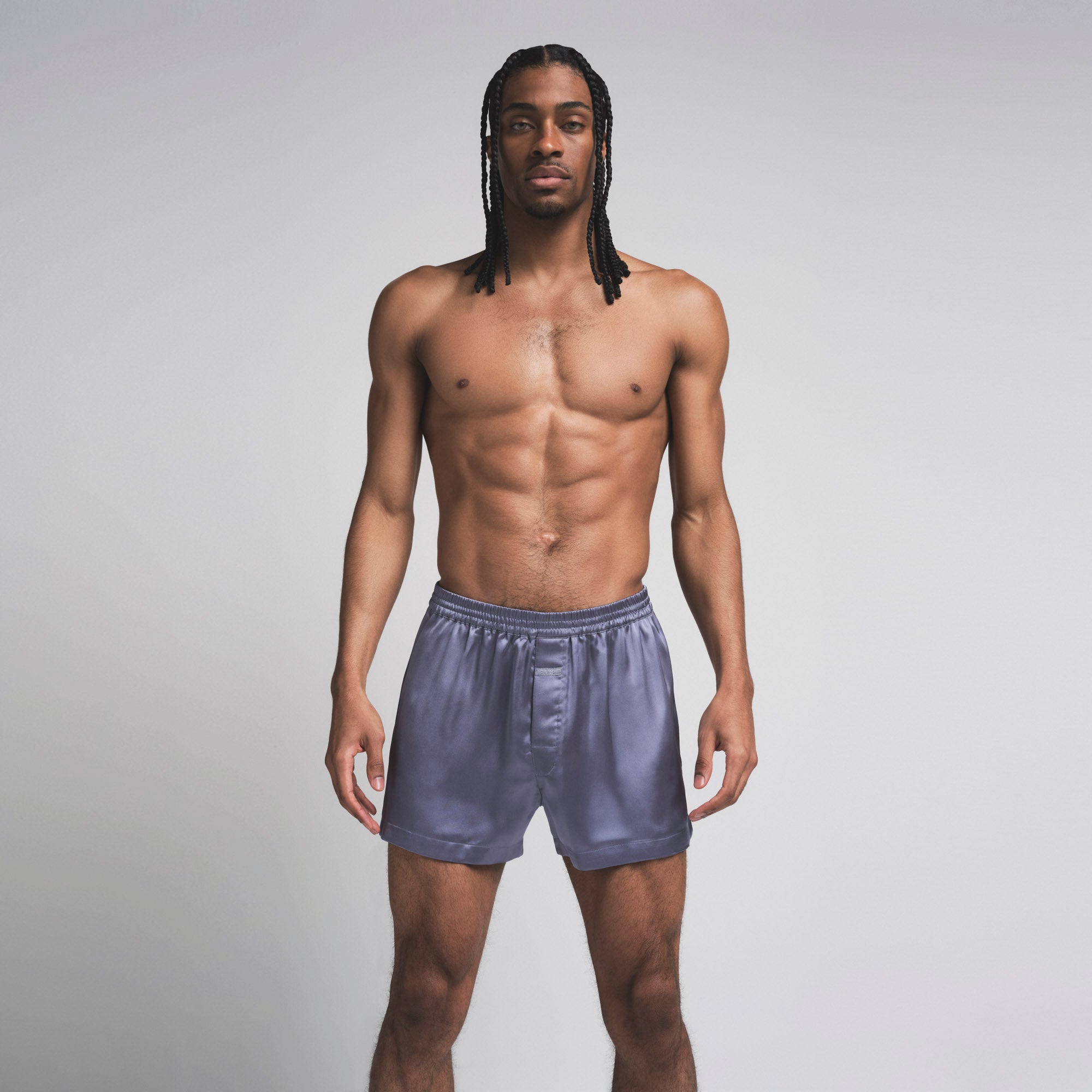 SATEEN SLEEP MENS 3" BOXER SHORT | SLATE