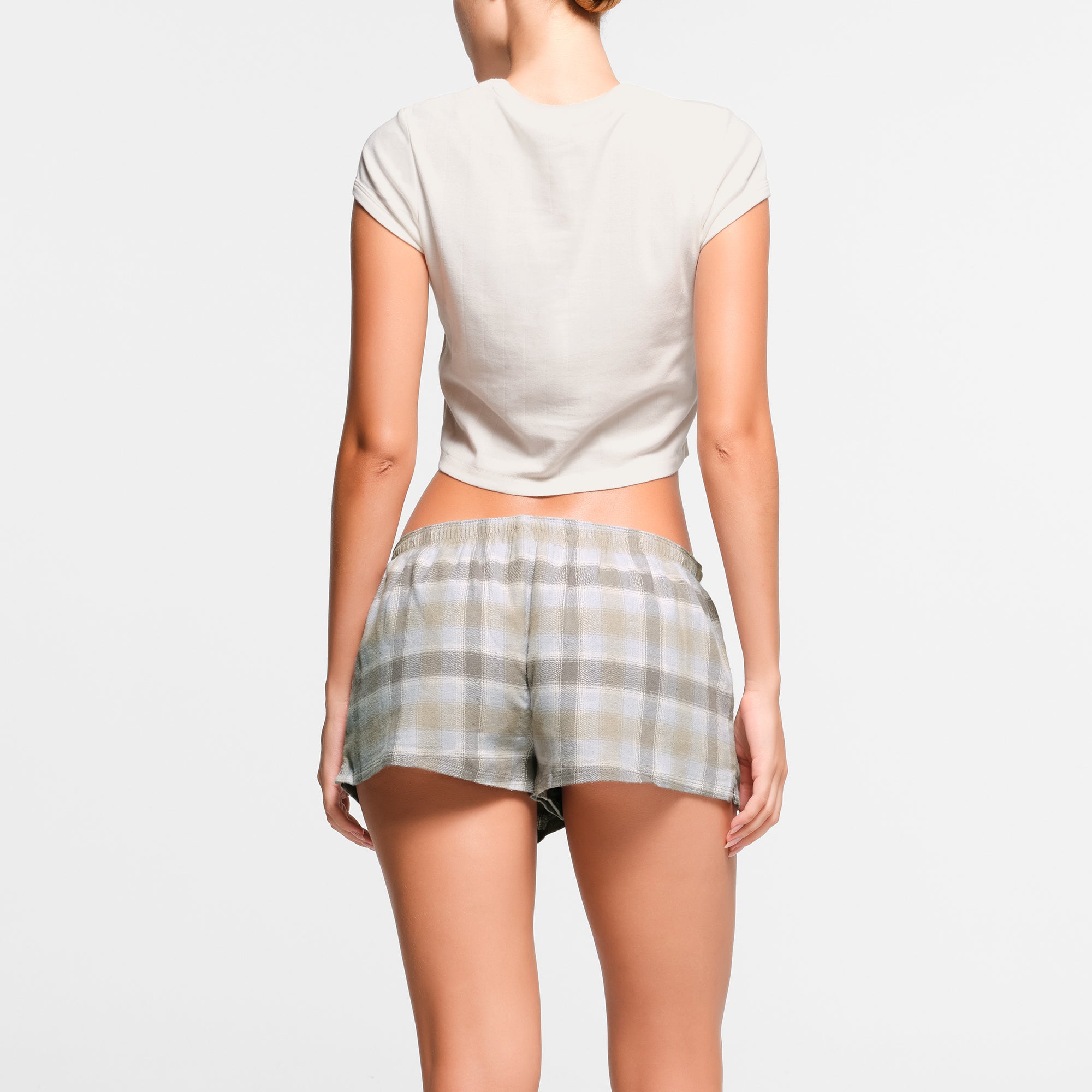 FLANNEL SLEEP CHEEKY BOXER | TAUPE PLAID - Image 3