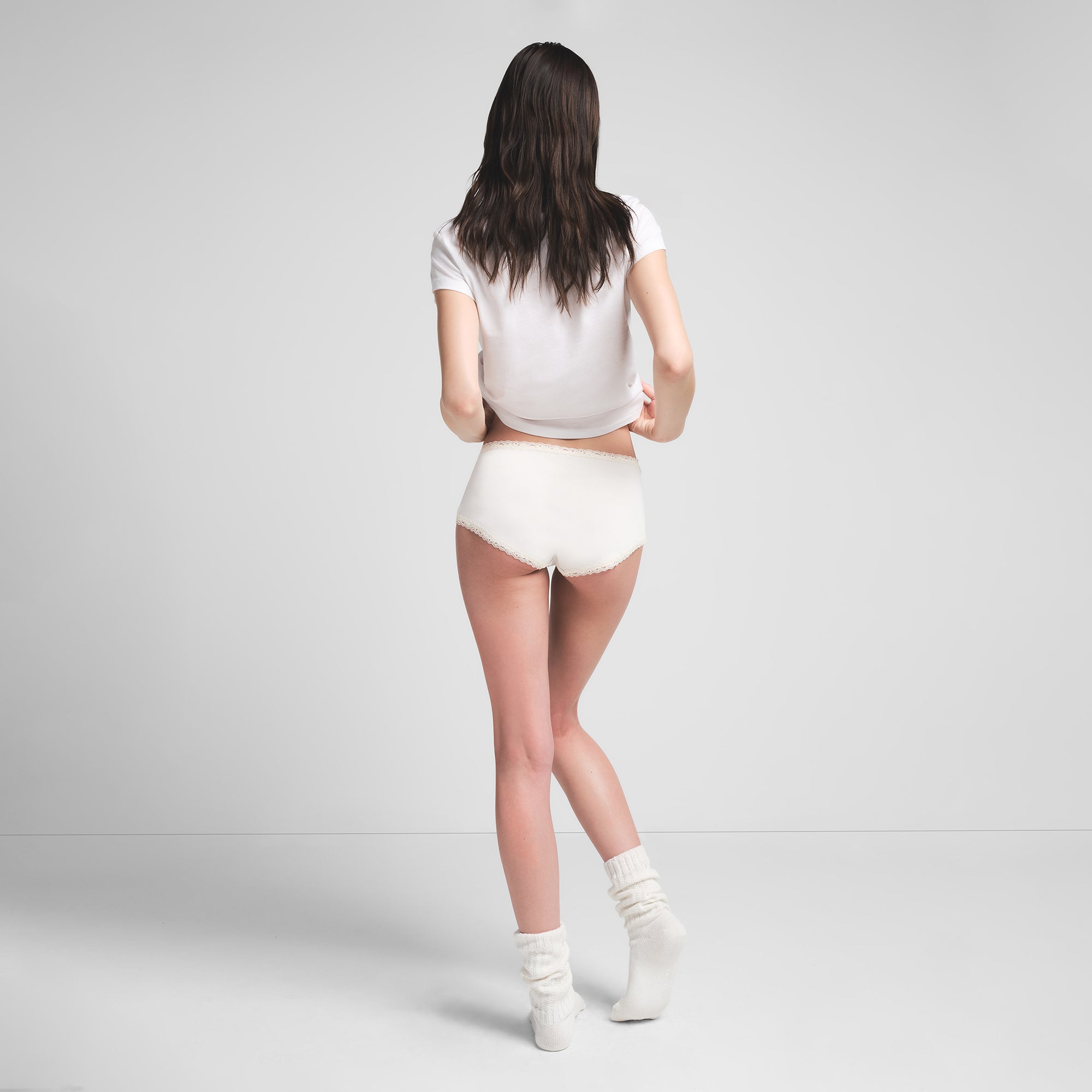 LIGHTWEIGHT COTTON LACE BOY SHORT | MARBLE - Image 3