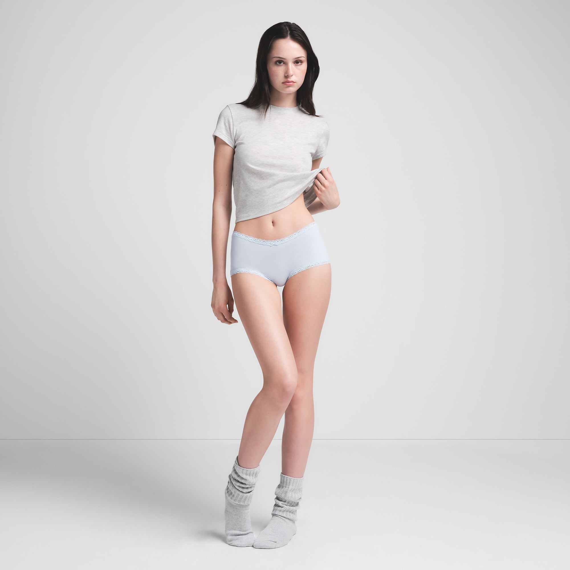 LIGHTWEIGHT COTTON LACE BOY SHORT | ZEN BLUE - Image 2