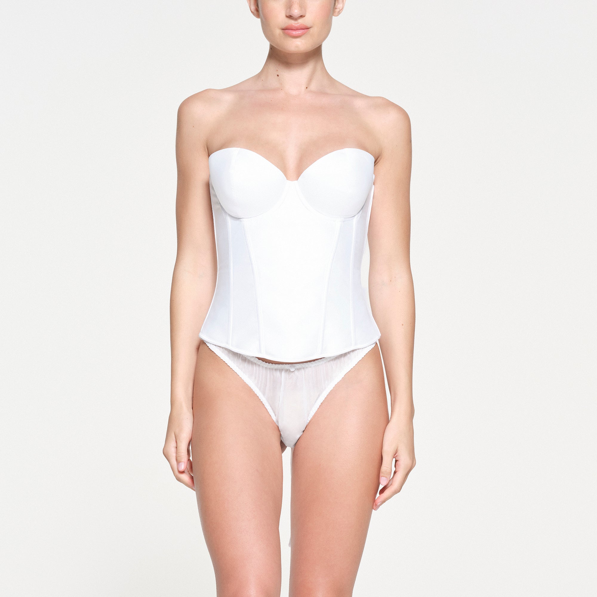 SKIMS ROMANCE SATIN CORSET | SNOW