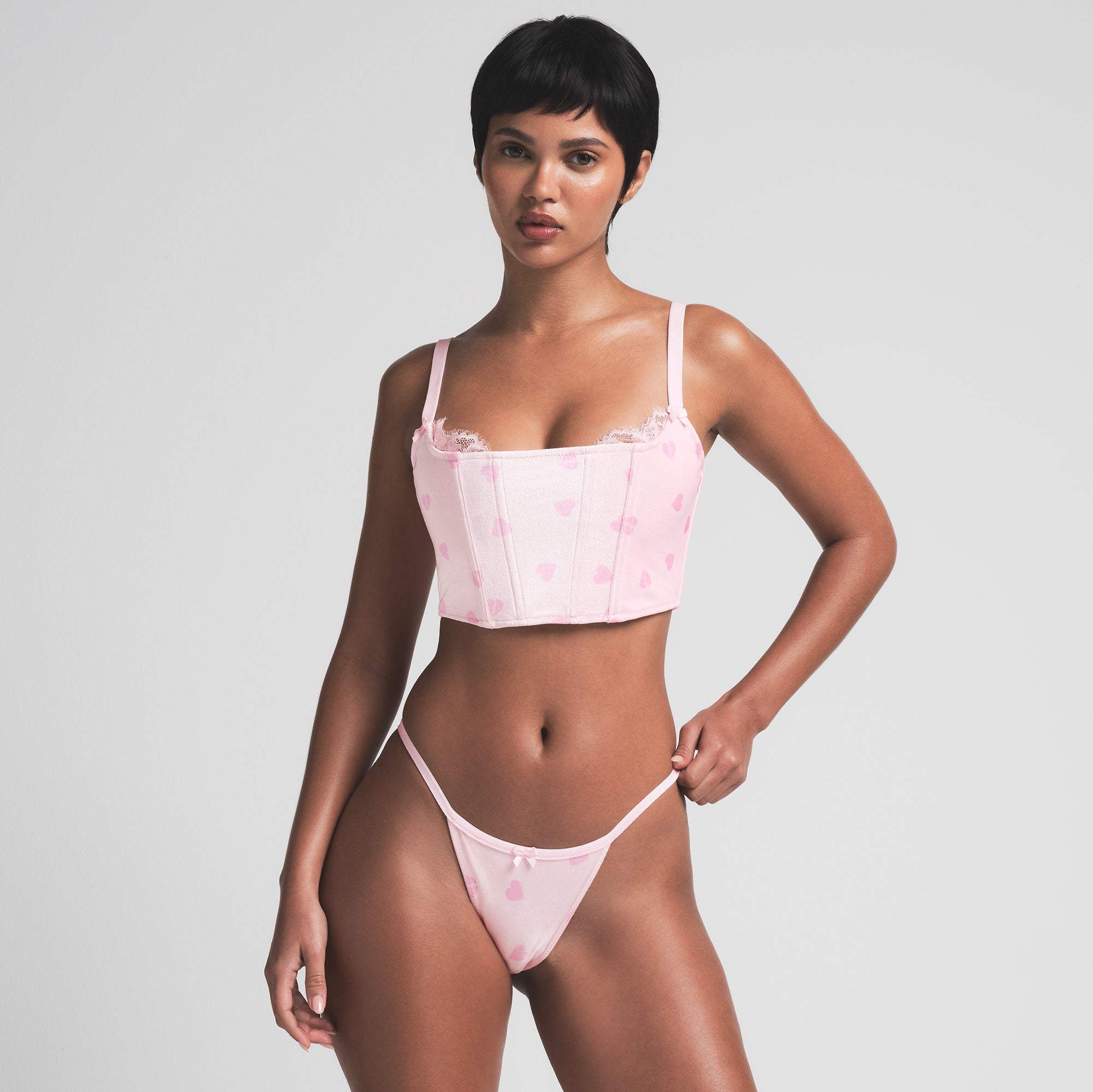 VELVET LACE CROPPED CORSET | CHERRY BLOSSOM HEART BREAKER