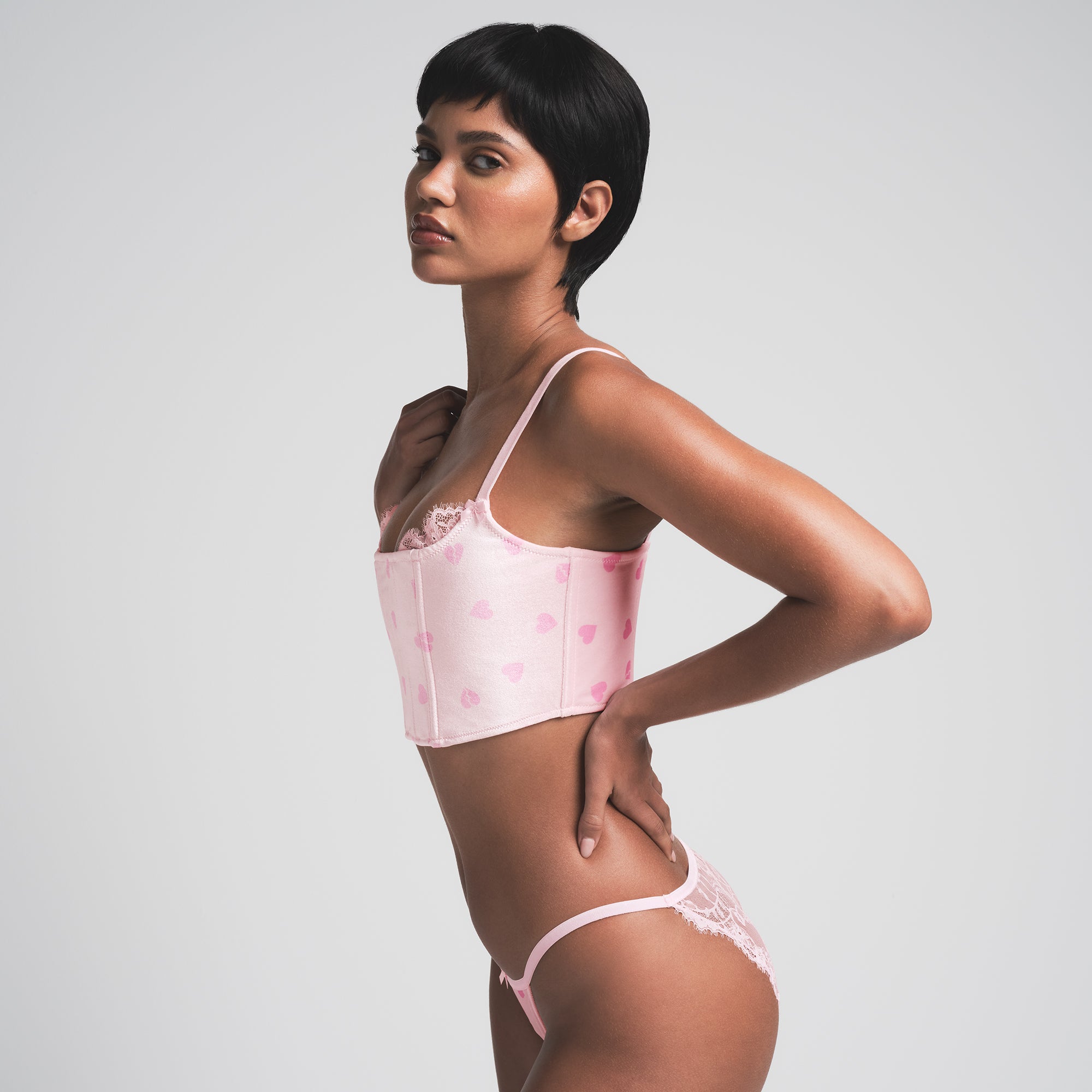 VELVET LACE CROPPED CORSET | CHERRY BLOSSOM HEART BREAKER - Image 3
