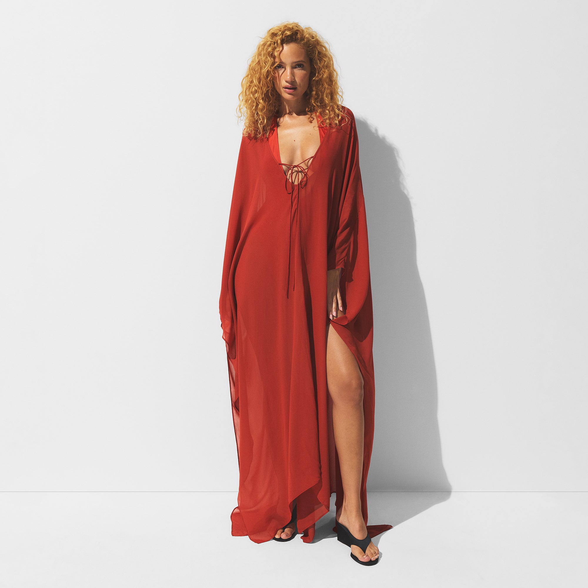 SHEER COVER-UPS LONG KAFTAN | AUBURN - Image 3