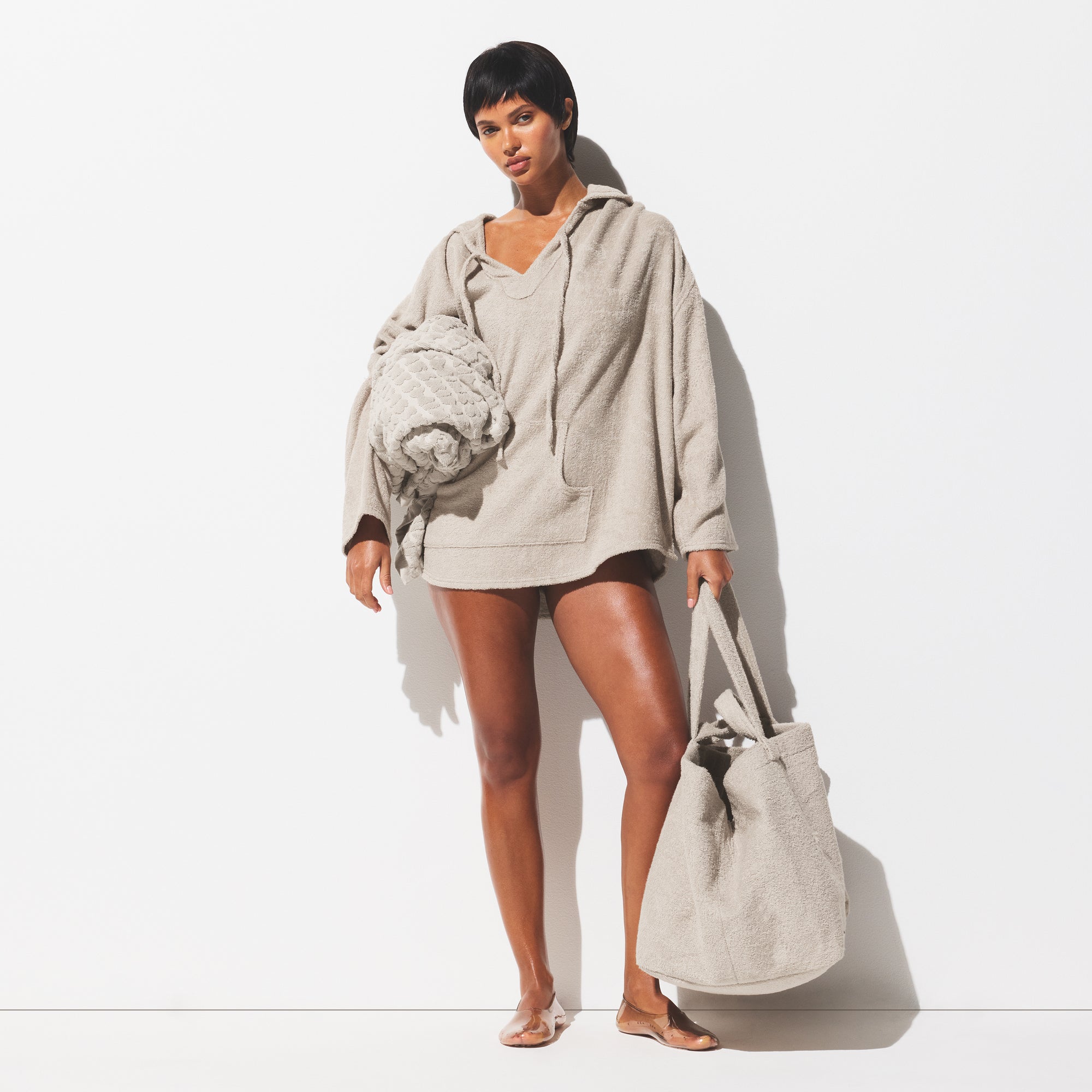 TERRY COVER-UPS OVERSIZED HOODIE | STONE