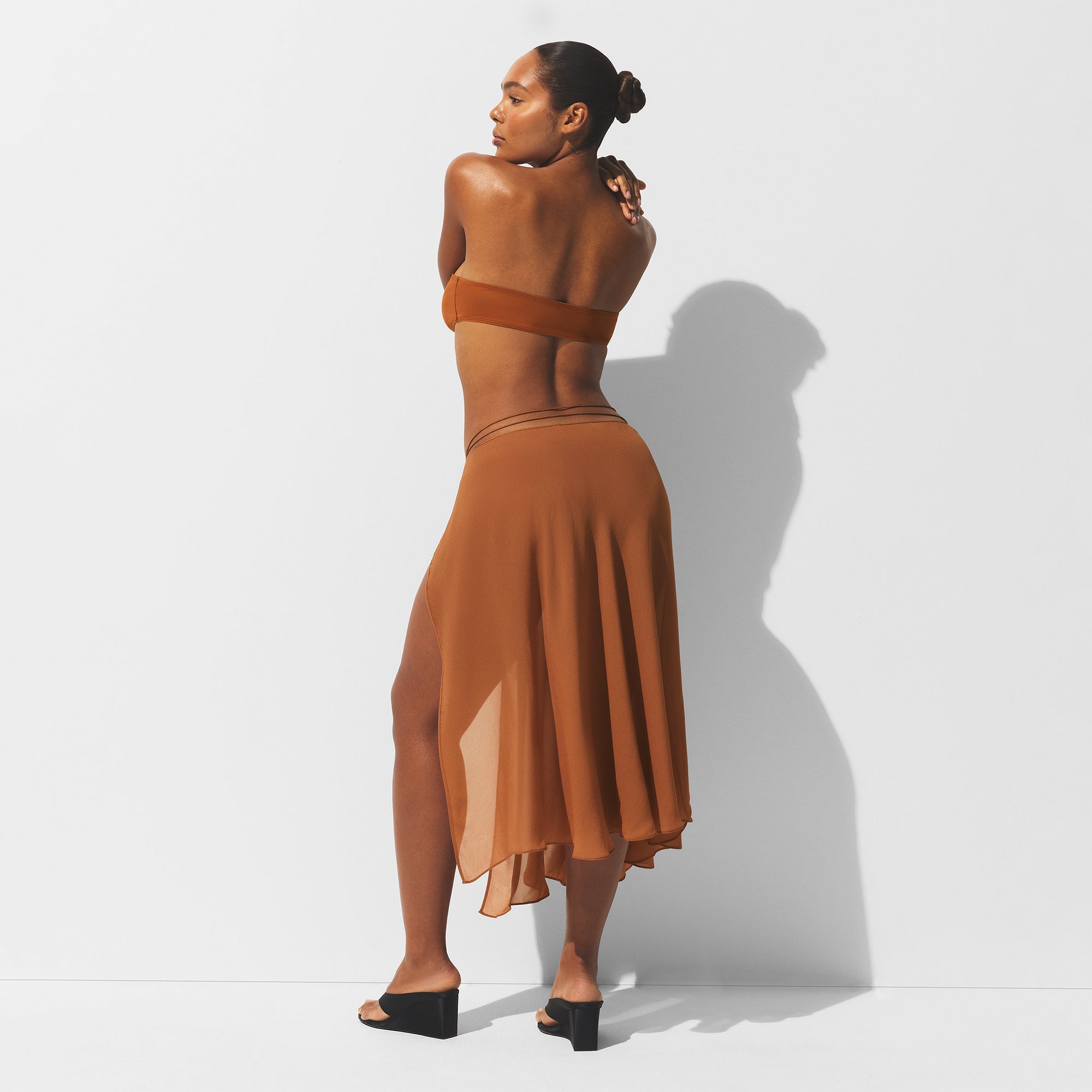 SHEER COVER-UPS TIE SIDE MIDI SKIRT | CHESTNUT - Image 4