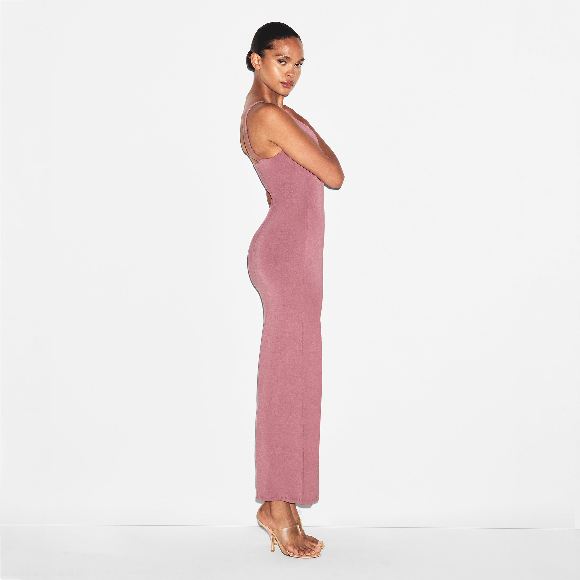 SMOOTH LAYERS SCOOP NECK LONG DRESS | REDWOOD - Image 2