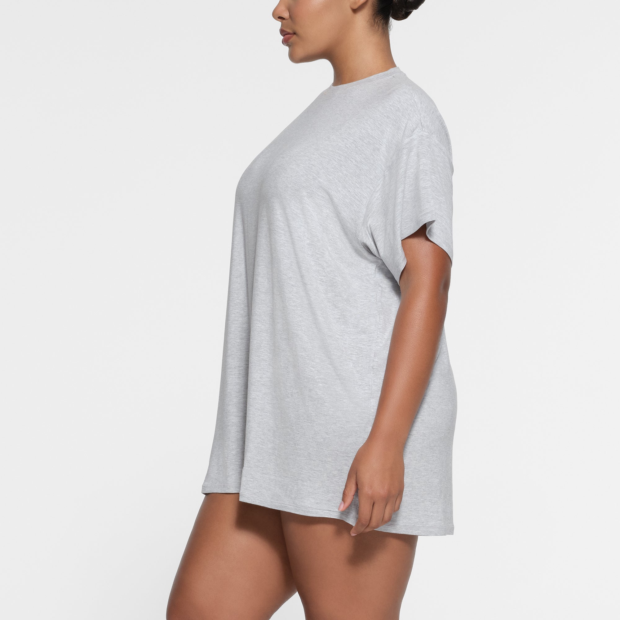 SKIMS SLEEP T-SHIRT MINI DRESS | LIGHT HEATHER GREY - Image 2