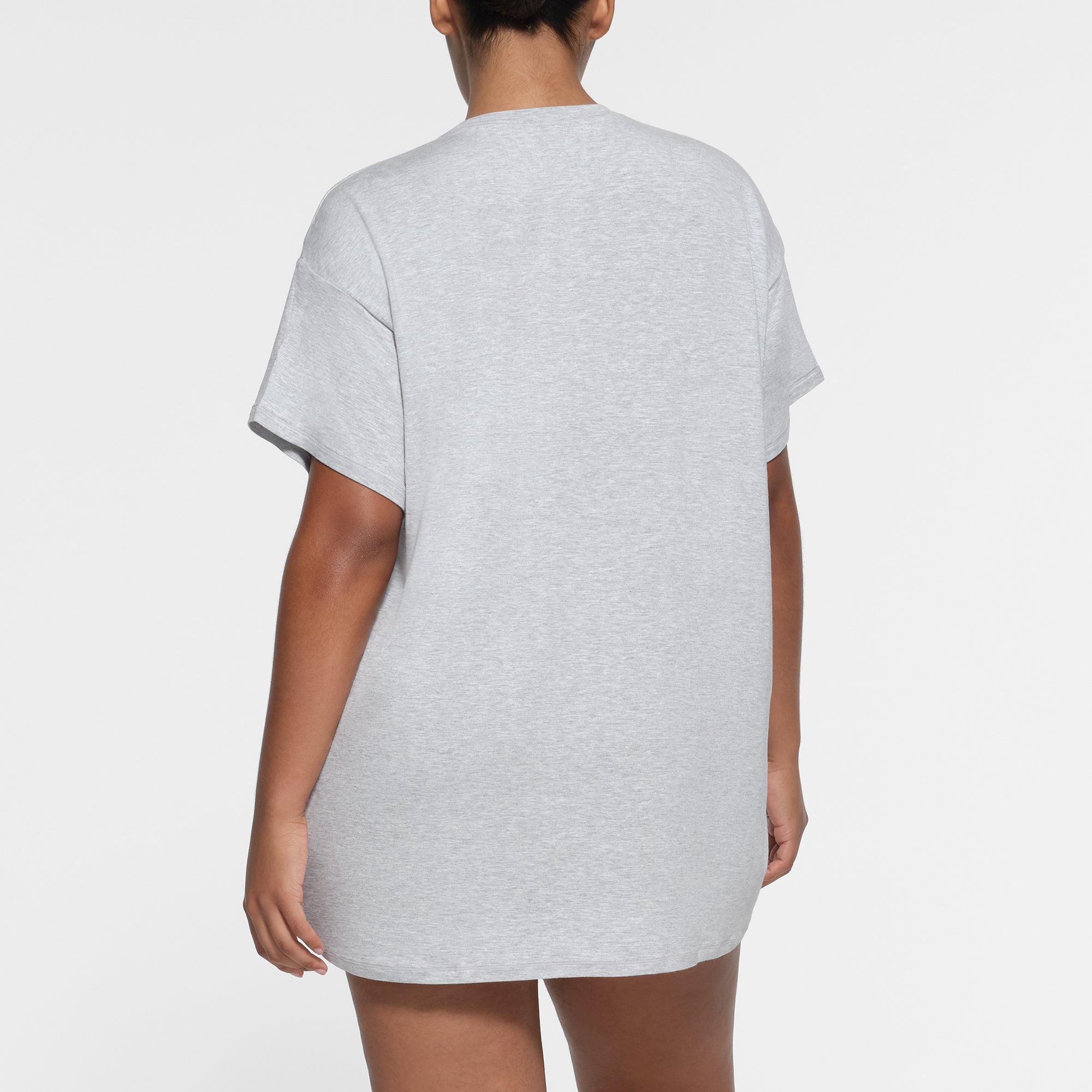 SKIMS SLEEP T-SHIRT MINI DRESS | LIGHT HEATHER GREY - Image 3