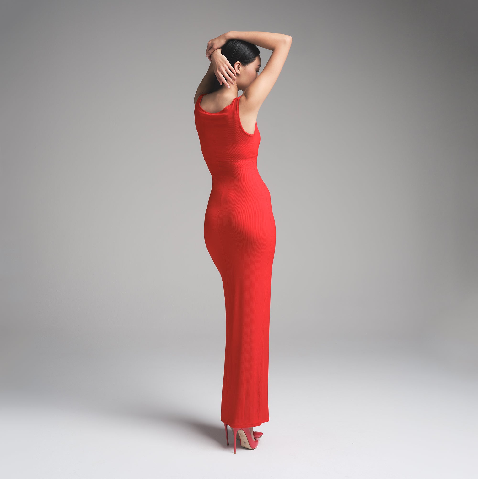 SOFT LOUNGE LACE LONG DRESS WITH BRALETTE | CHERRY - Image 3