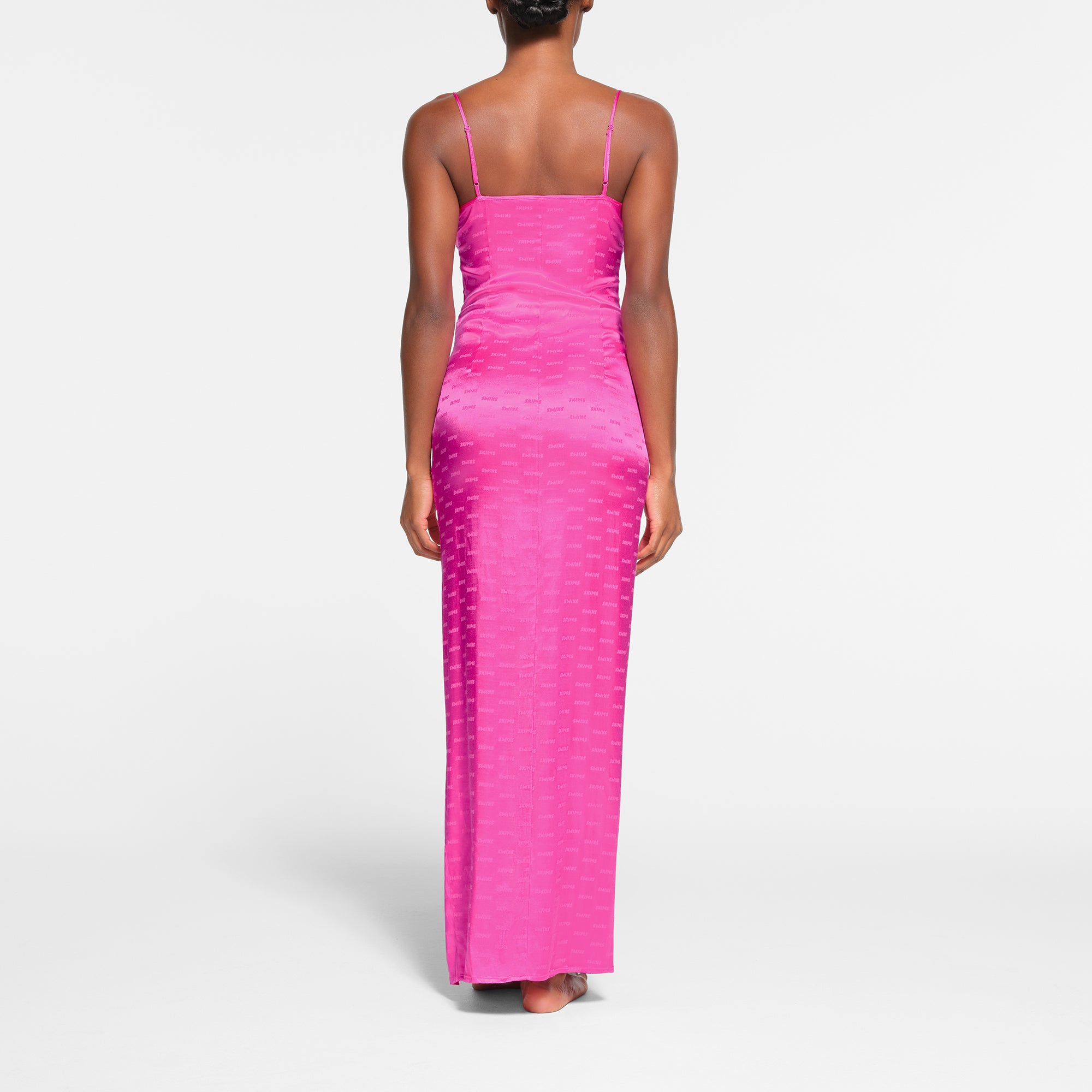 SKIMS JACQUARD LACE LONG DRESS | HOT PINK - Image 3
