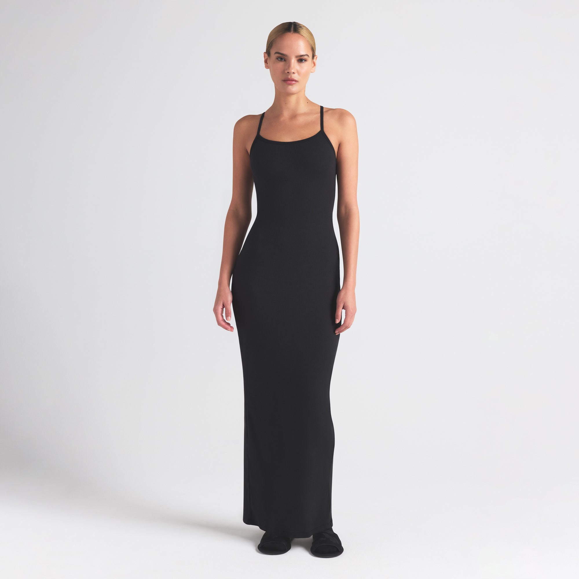 COTTON RIB LONG CAMI DRESS | SOOT - Image 4