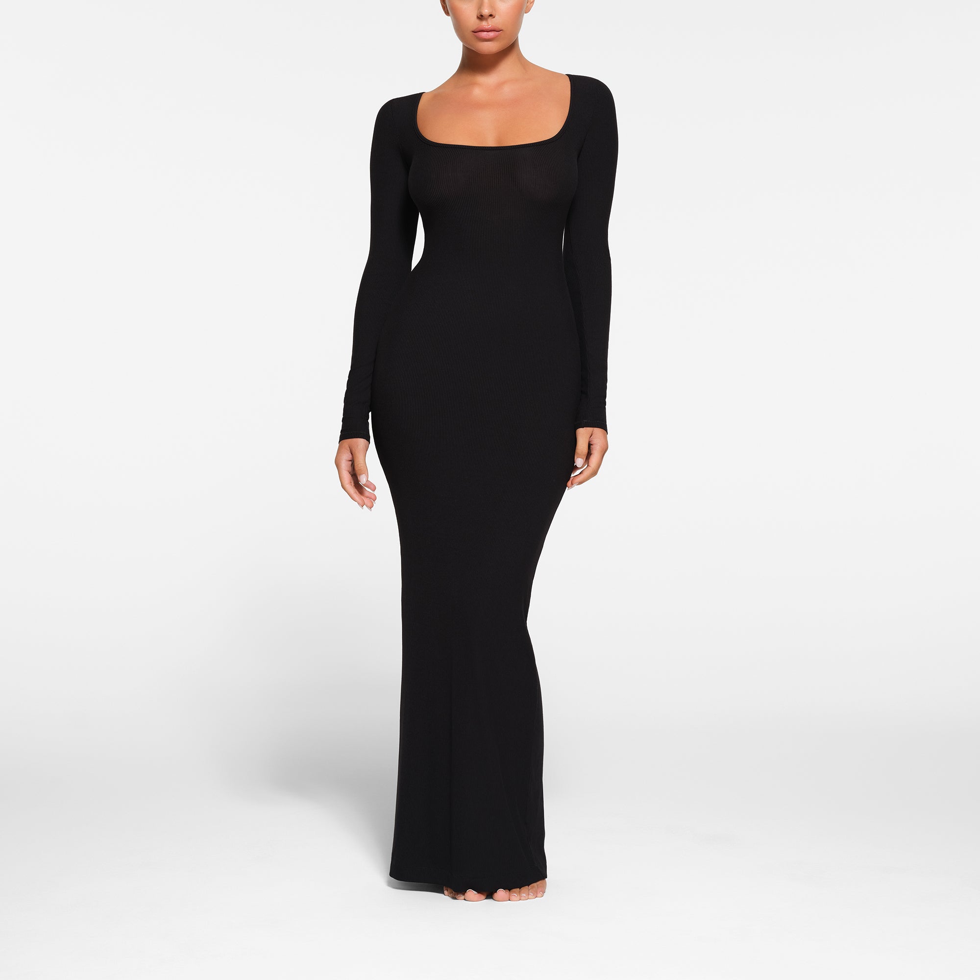 SOFT LOUNGE PETITE LONG SLEEVE DRESS | ONYX