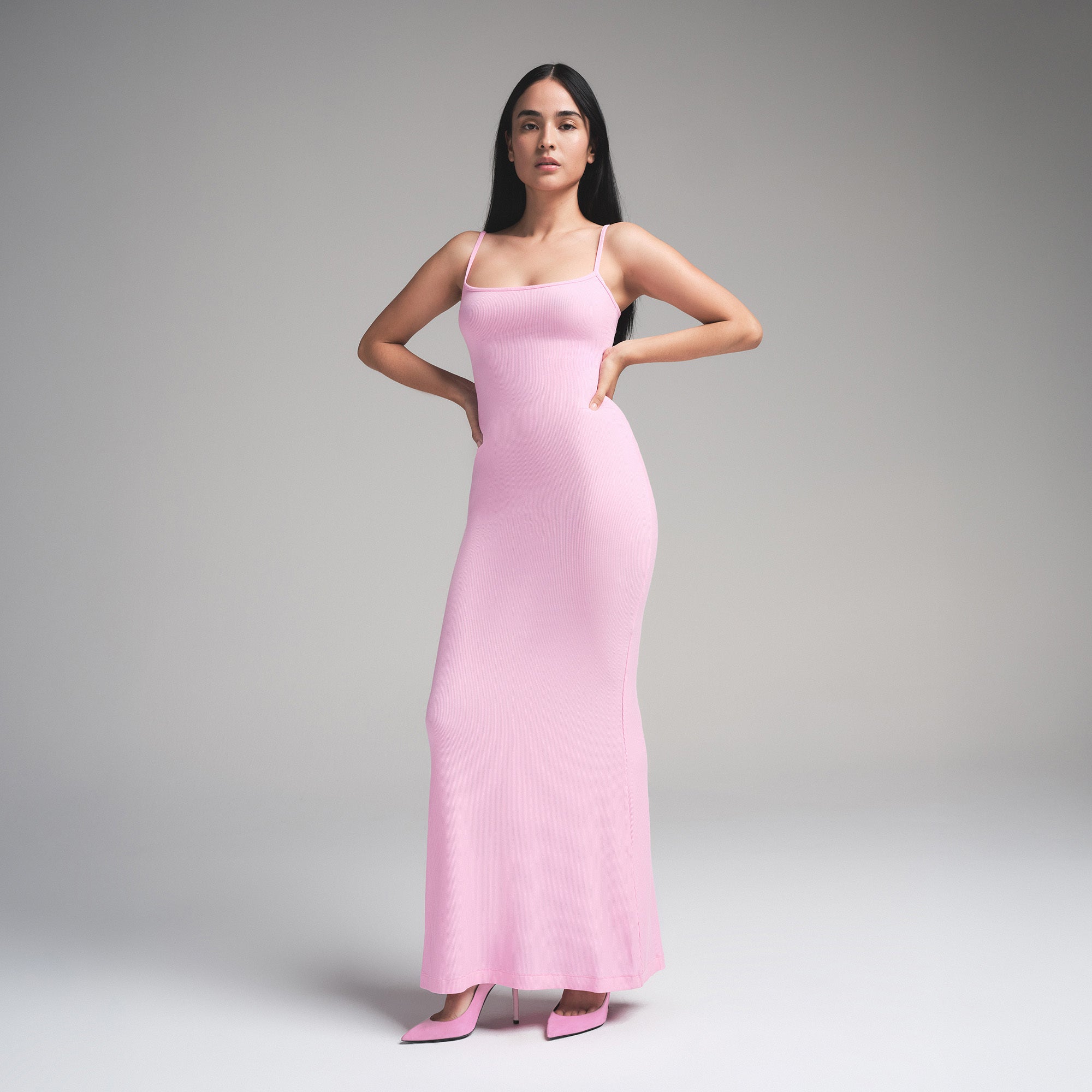 SOFT LOUNGE PETITE LONG SLIP DRESS | BUBBLE GUM - Image 3