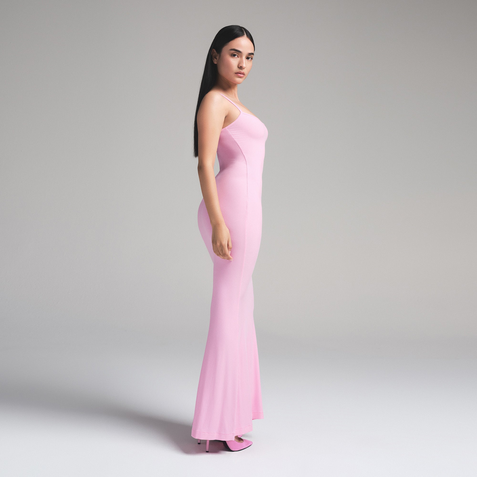 SOFT LOUNGE PETITE LONG SLIP DRESS | BUBBLE GUM - Image 4
