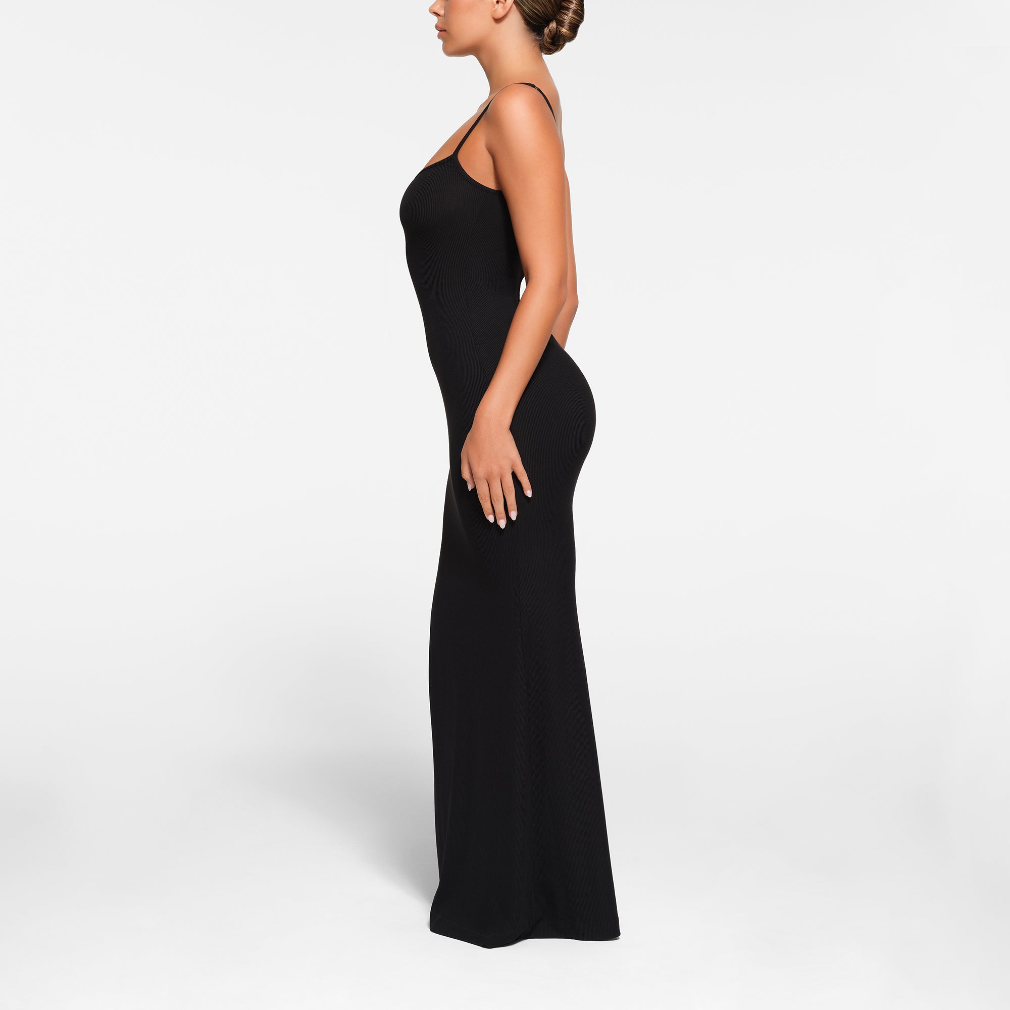 SOFT LOUNGE PETITE LONG SLIP DRESS | ONYX - Image 2