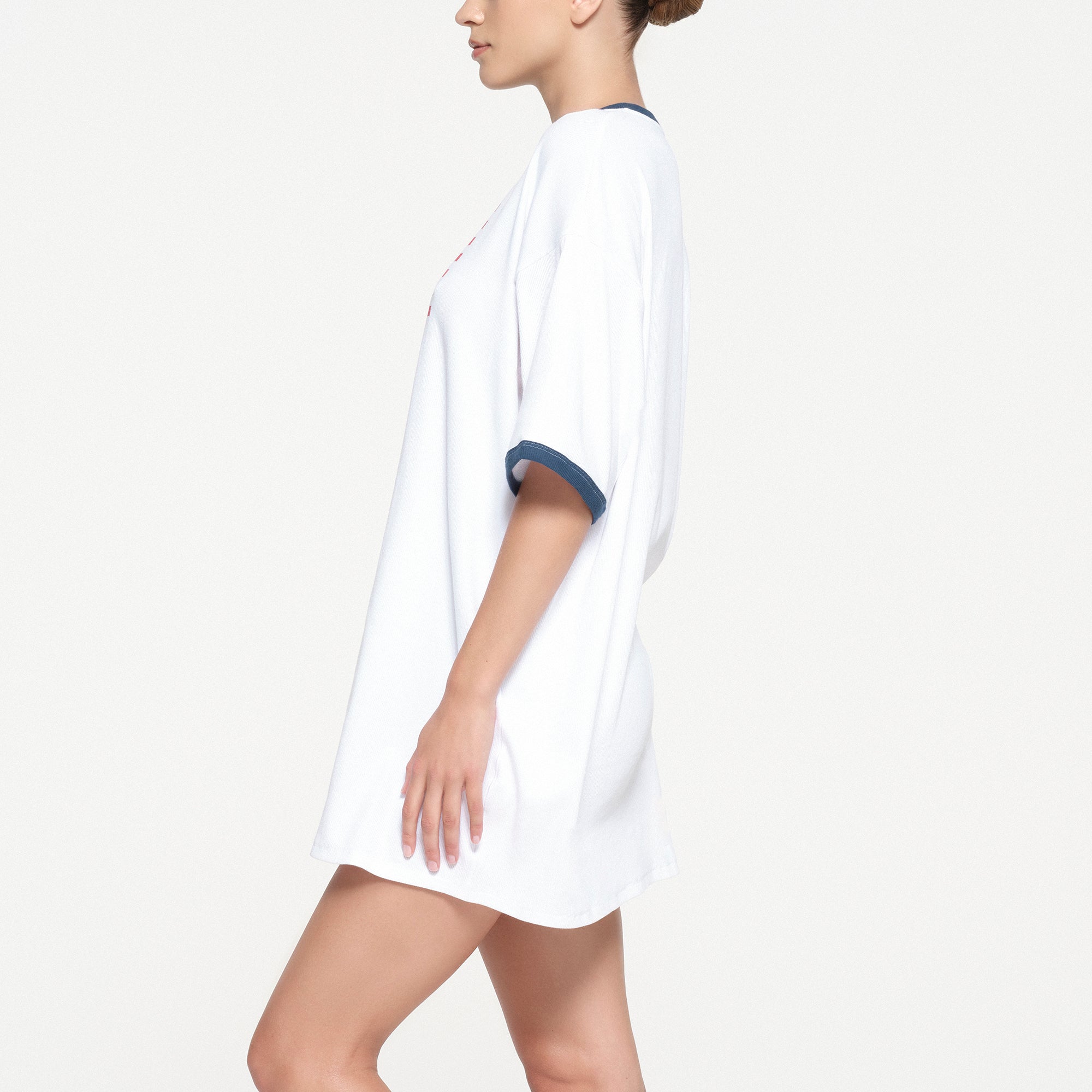 SKIMS FOR TEAM USA COTTON RIB OLYMPIC T-SHIRT MINI DRESS | WHITE - Image 2