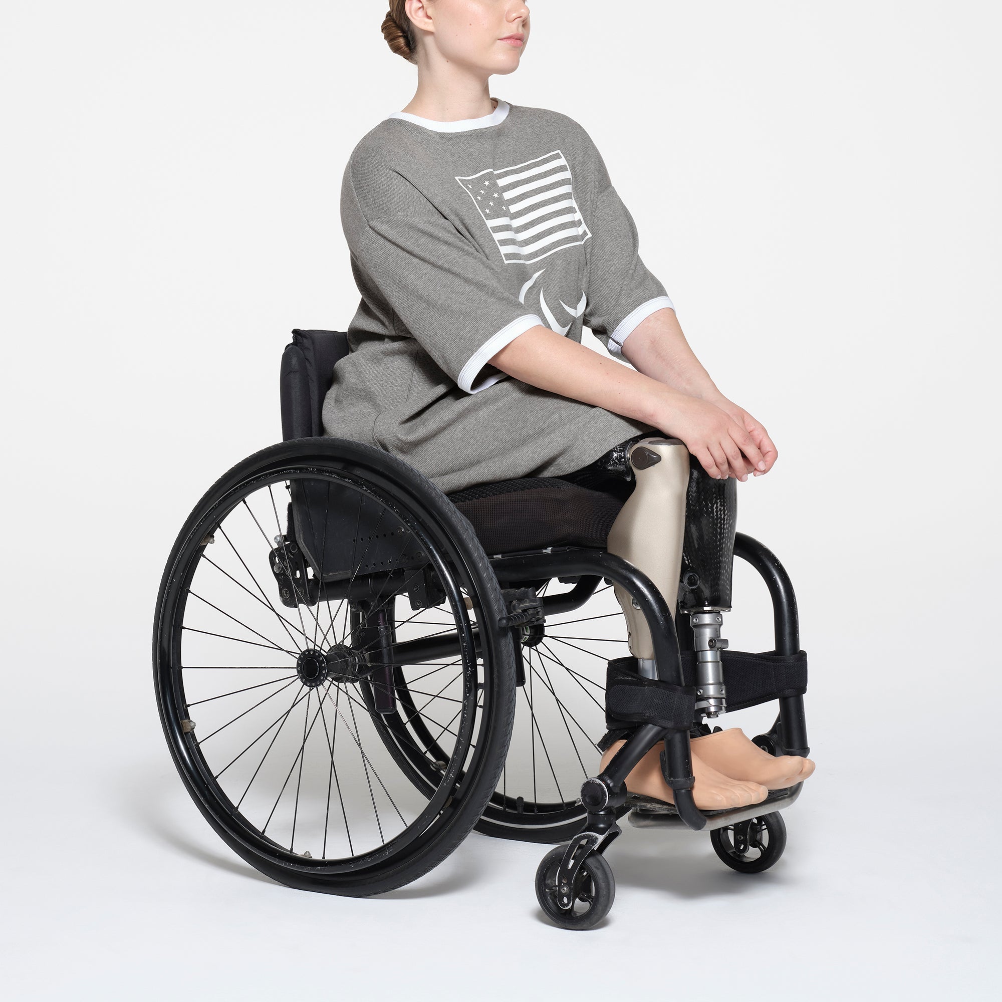 SKIMS FOR TEAM USA COTTON RIB PARALYMPIC T-SHIRT MINI DRESS | HEATHER GREY - Image 2