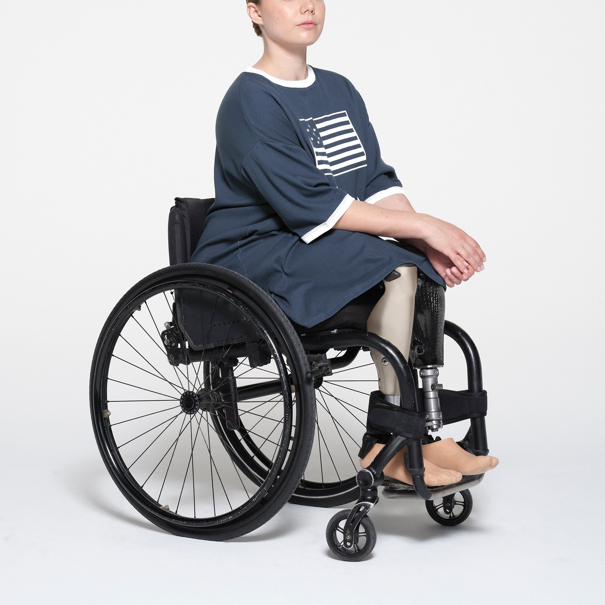 SKIMS FOR TEAM USA COTTON RIB PARALYMPIC T-SHIRT MINI DRESS | NAVY - Image 2