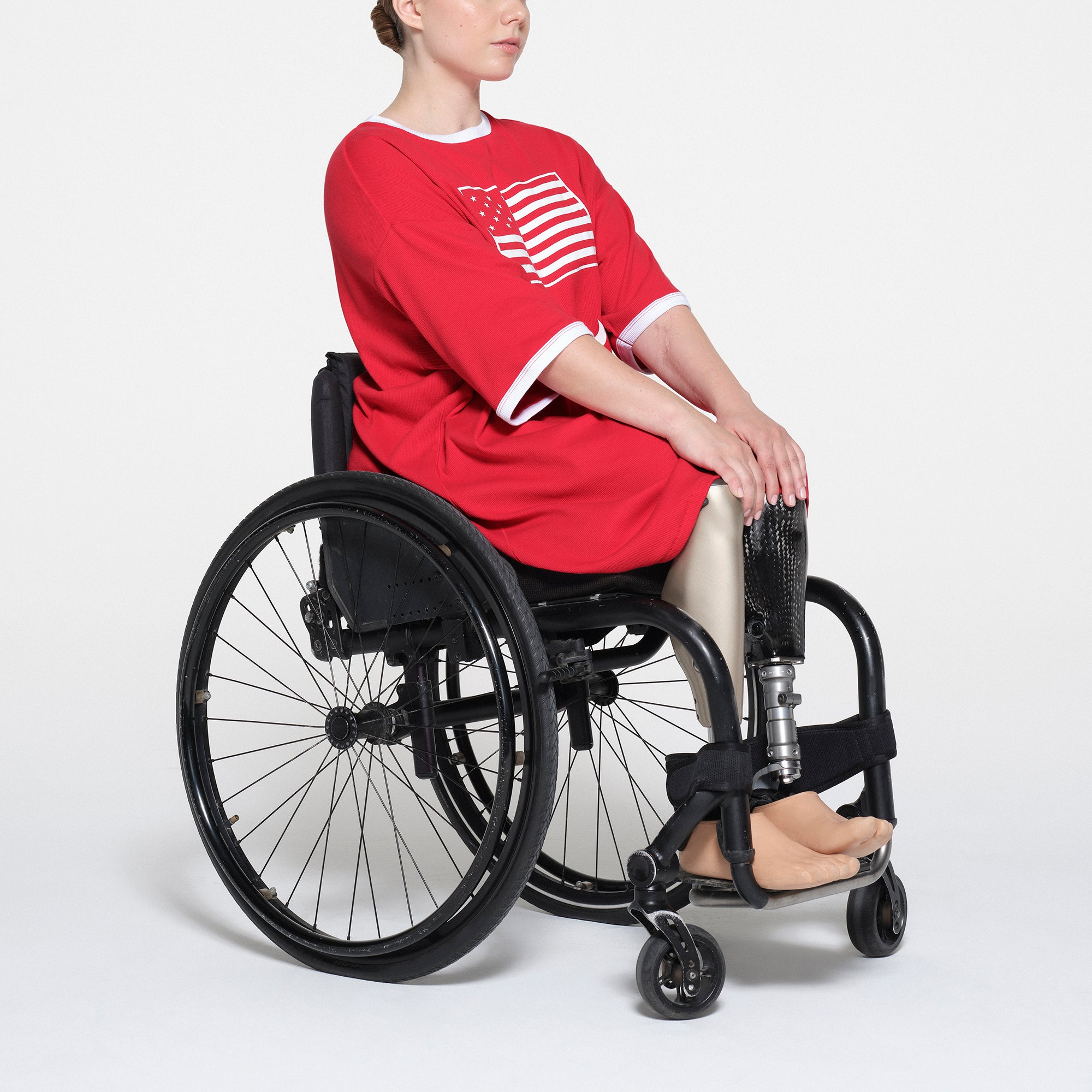 SKIMS FOR TEAM USA COTTON RIB PARALYMPIC T-SHIRT MINI DRESS | RED - Image 2