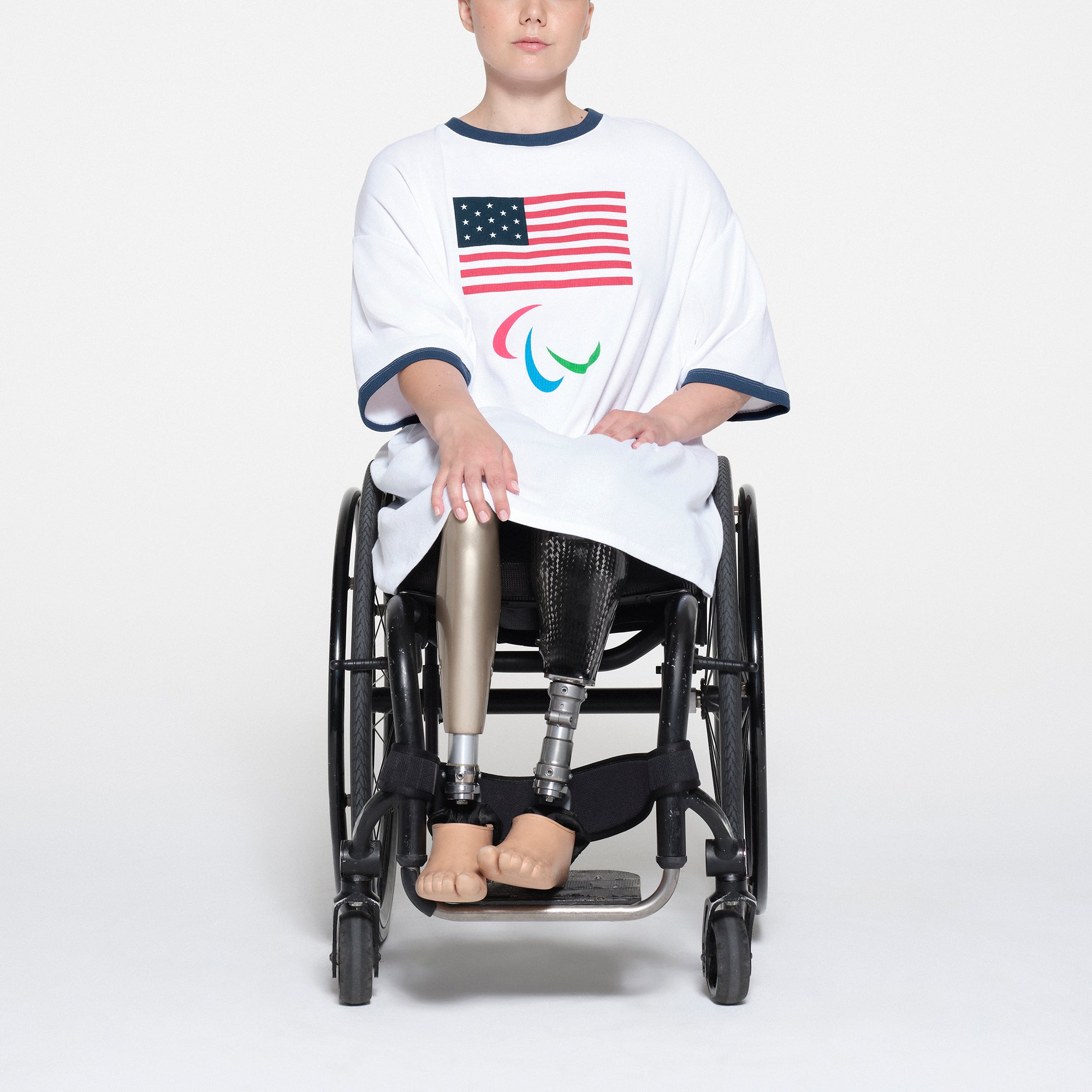 SKIMS FOR TEAM USA COTTON RIB PARALYMPIC T-SHIRT MINI DRESS | WHITE