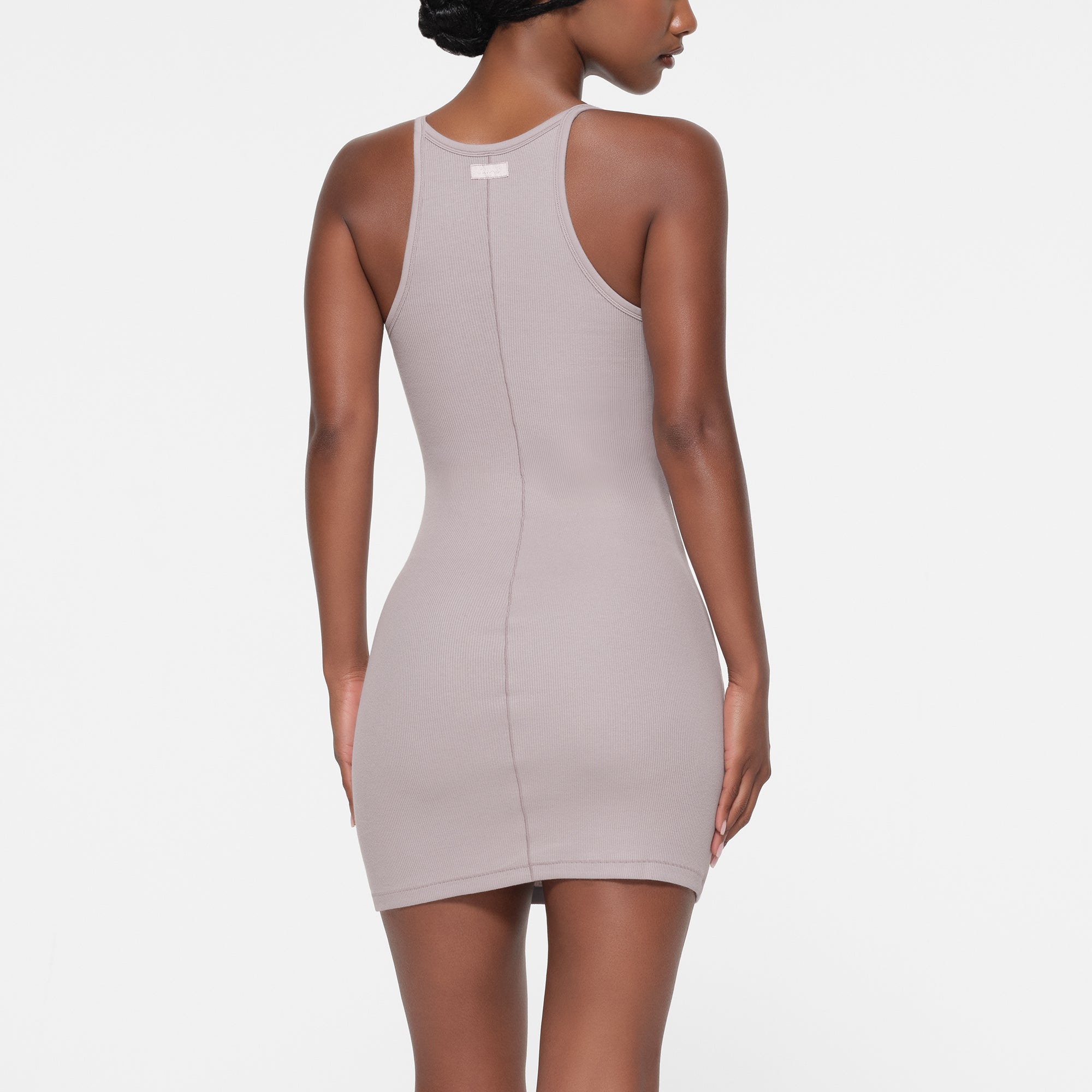 COTTON RIB MINI CAMI DRESS | OYSTER - Image 3