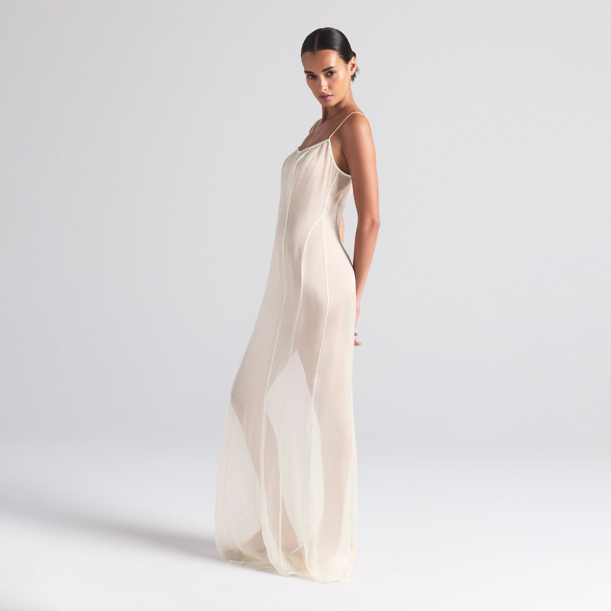 SKIMS ROMANCE LONG SLIP DRESS | IVORY - Image 4
