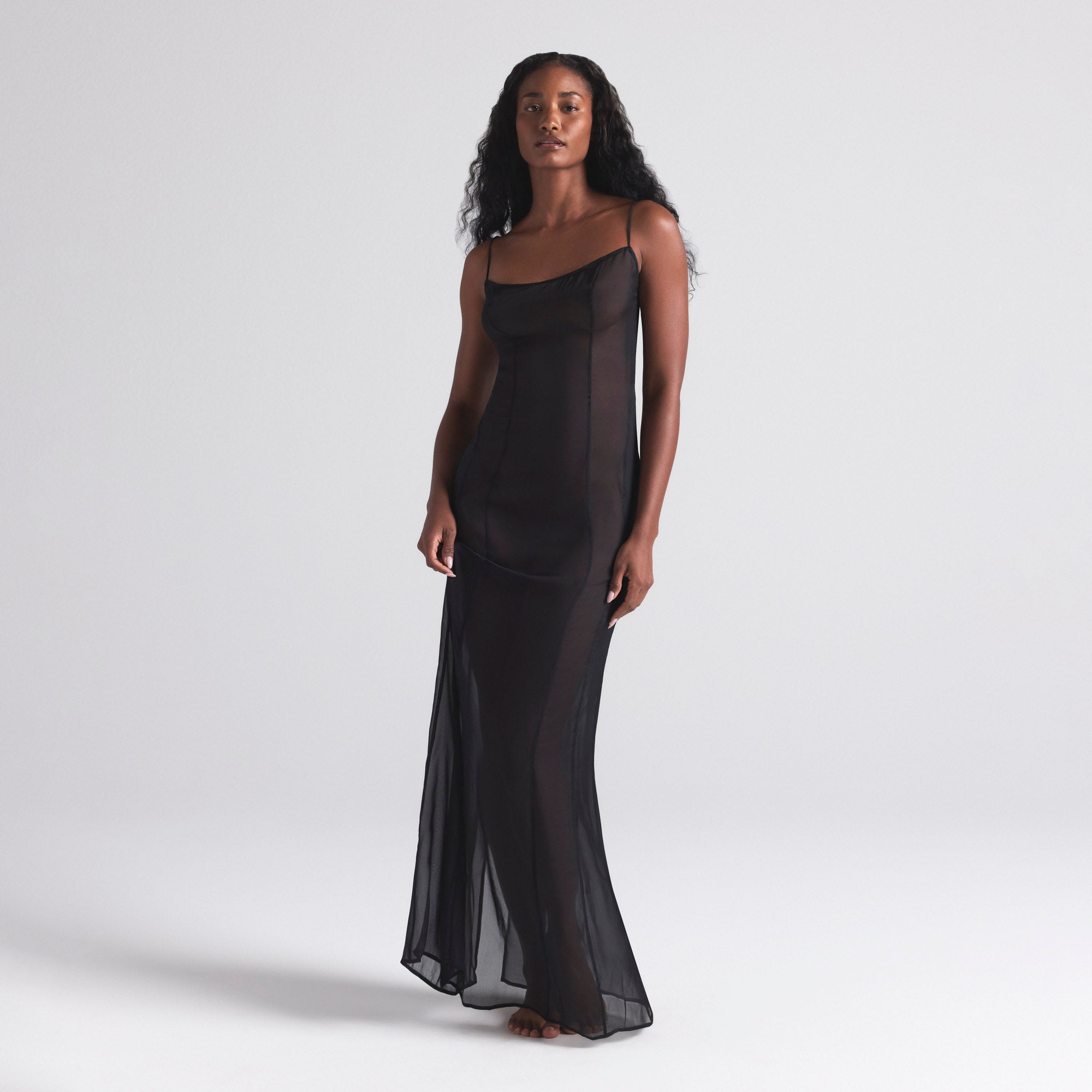 SKIMS ROMANCE LONG SLIP DRESS | ONYX - Image 3
