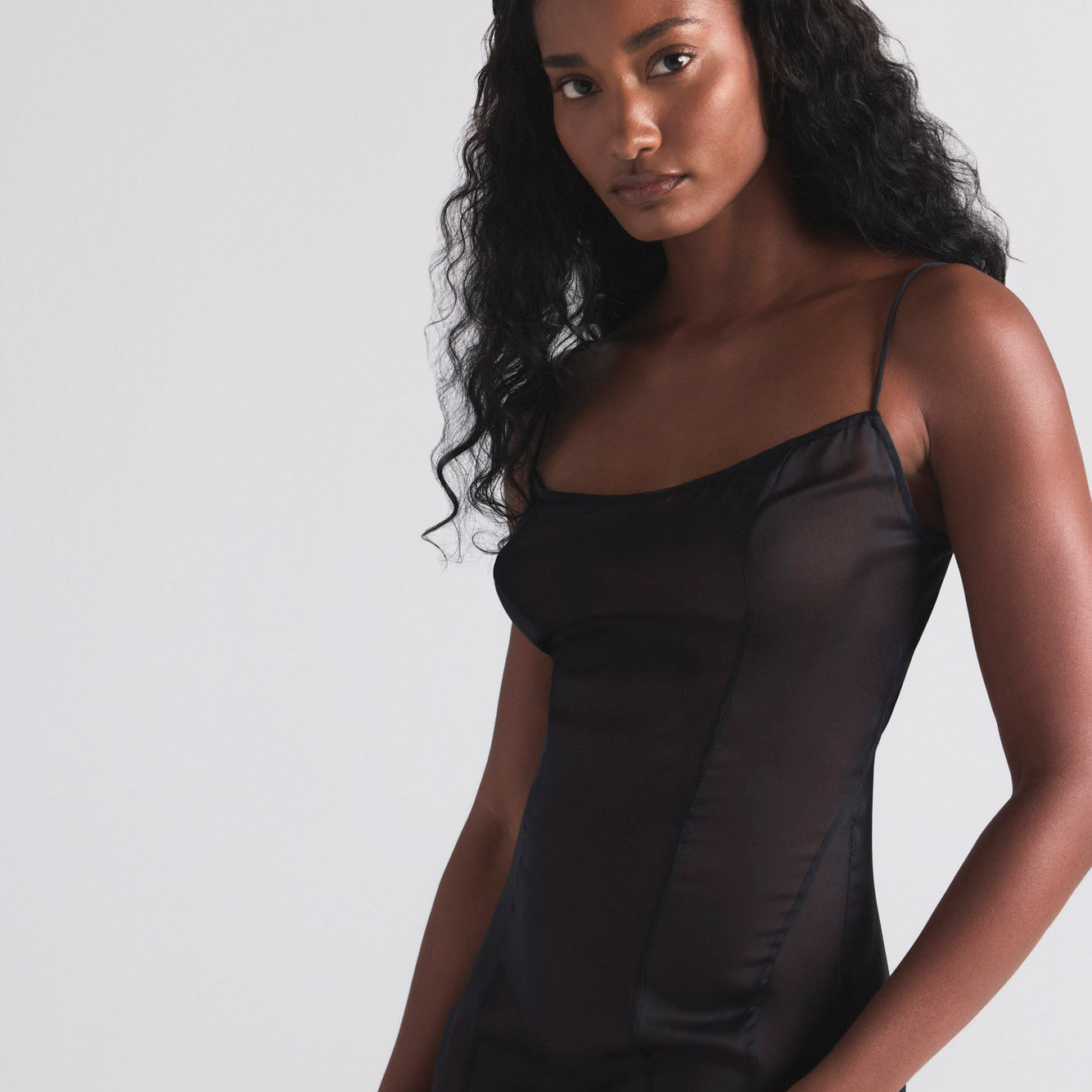 SKIMS ROMANCE LONG SLIP DRESS | ONYX - Image 2