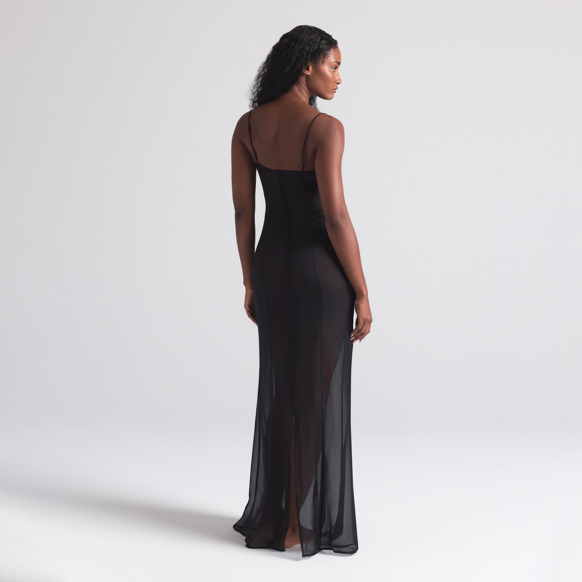 SKIMS ROMANCE LONG SLIP DRESS | ONYX - Image 4