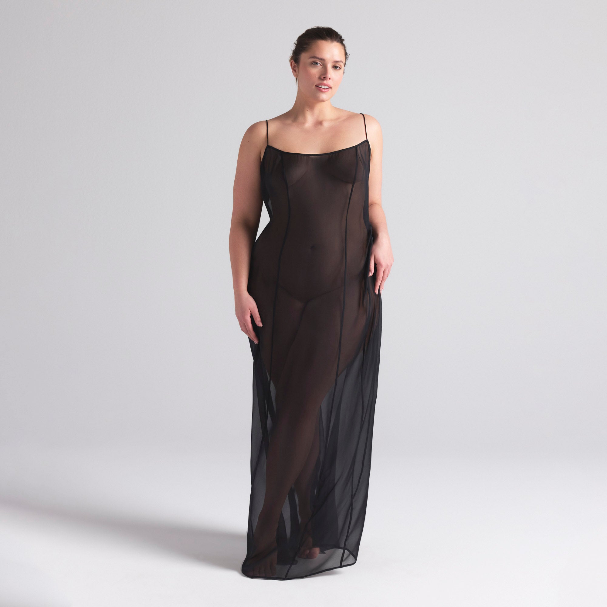 SKIMS ROMANCE LONG SLIP DRESS | ONYX - Image 7
