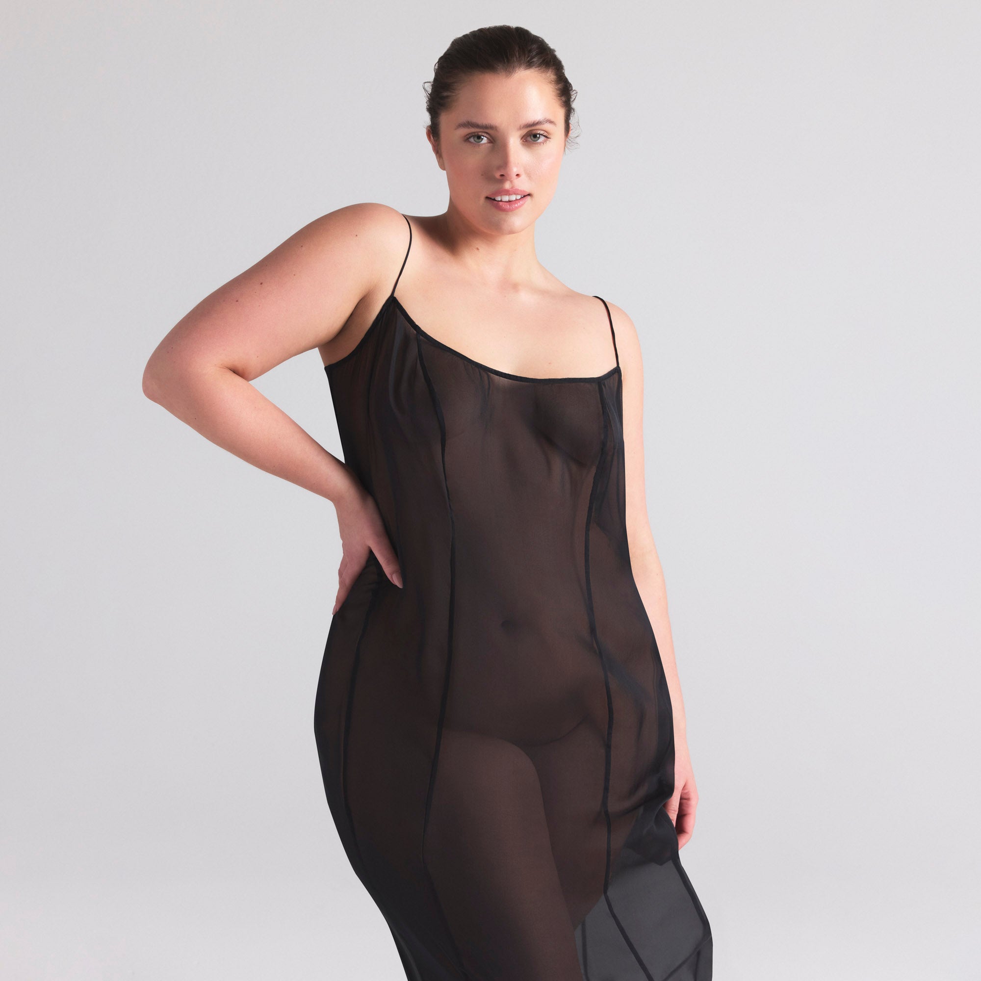 SKIMS ROMANCE LONG SLIP DRESS | ONYX - Image 6