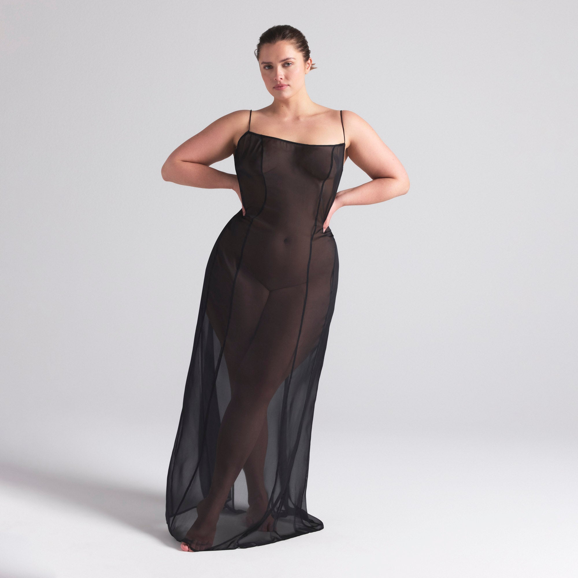 SKIMS ROMANCE LONG SLIP DRESS | ONYX - Image 5