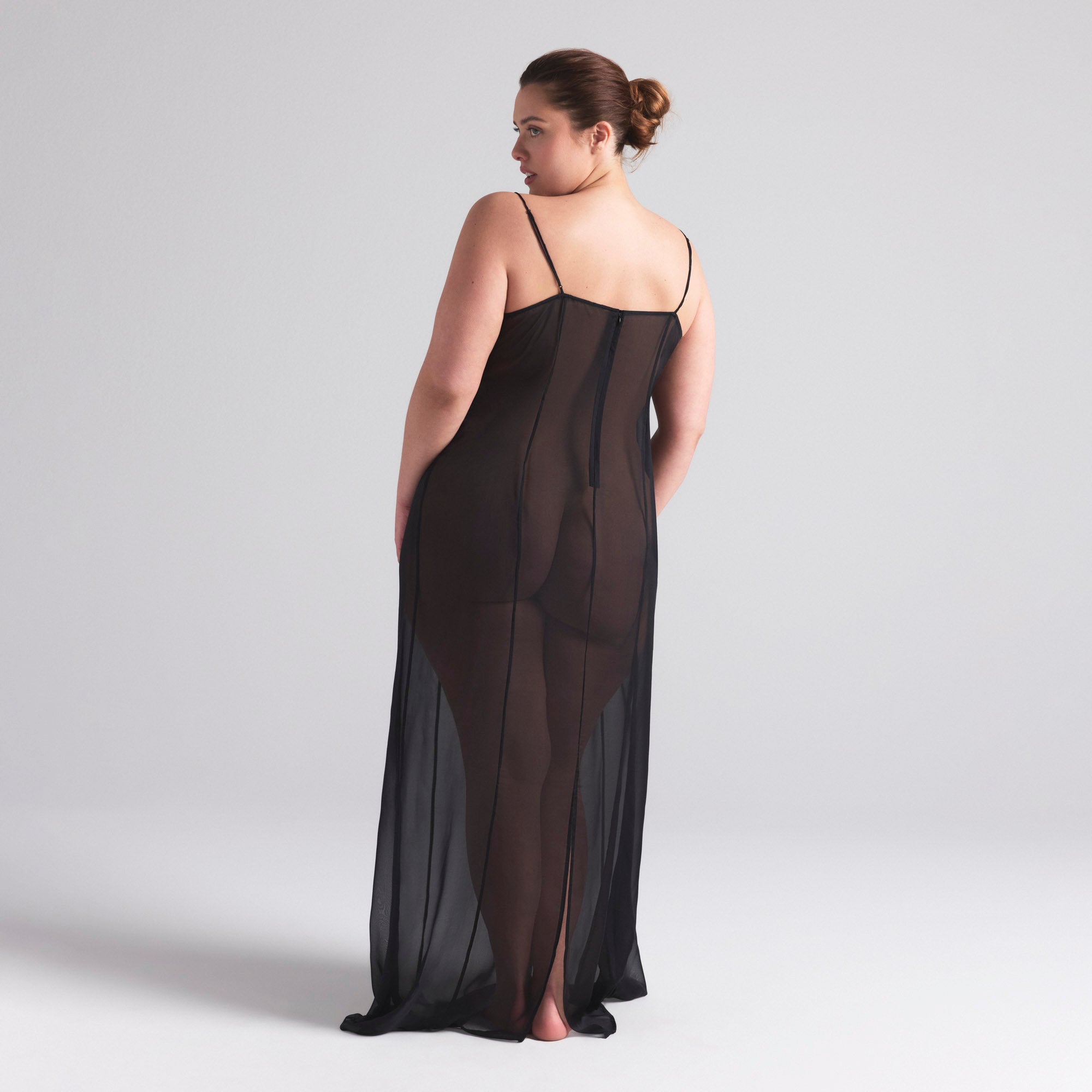 SKIMS ROMANCE LONG SLIP DRESS | ONYX - Image 8