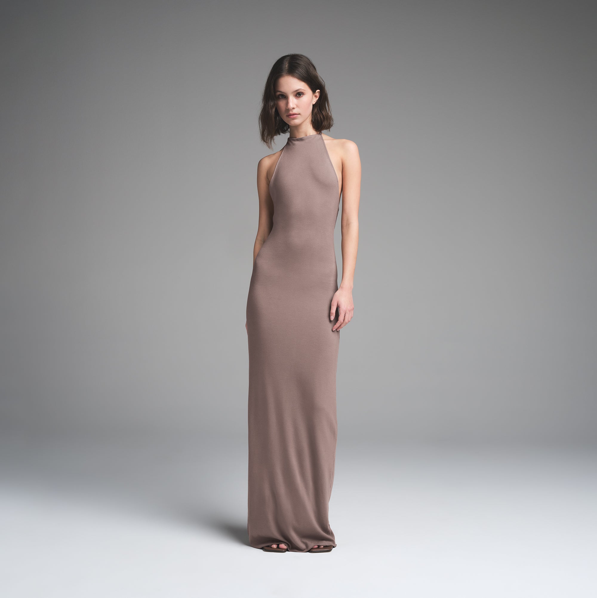 SKIMS CLOUD HALTER LONG DRESS | AMETHYST