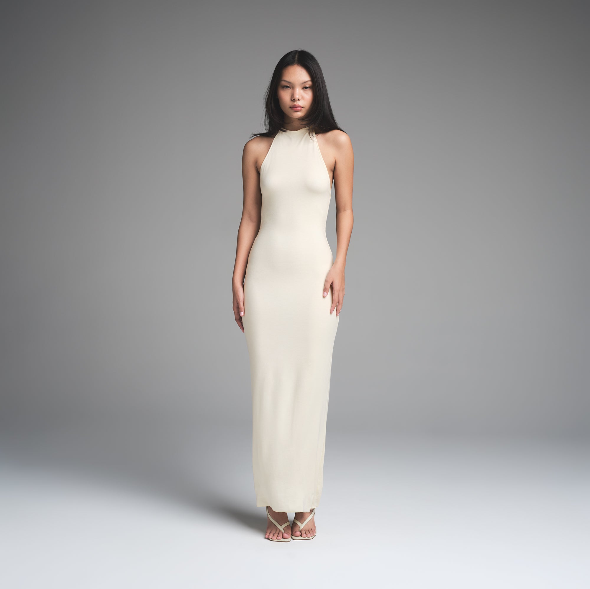 SKIMS CLOUD HALTER LONG DRESS | ECRU - Image 3