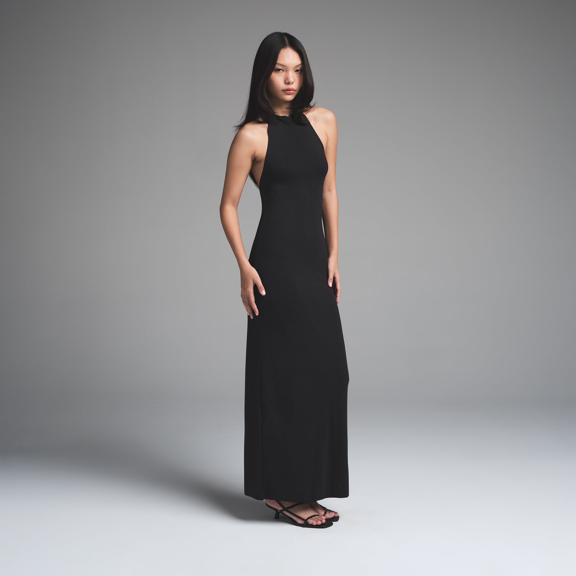 SKIMS CLOUD HALTER LONG DRESS | ONYX - Image 2