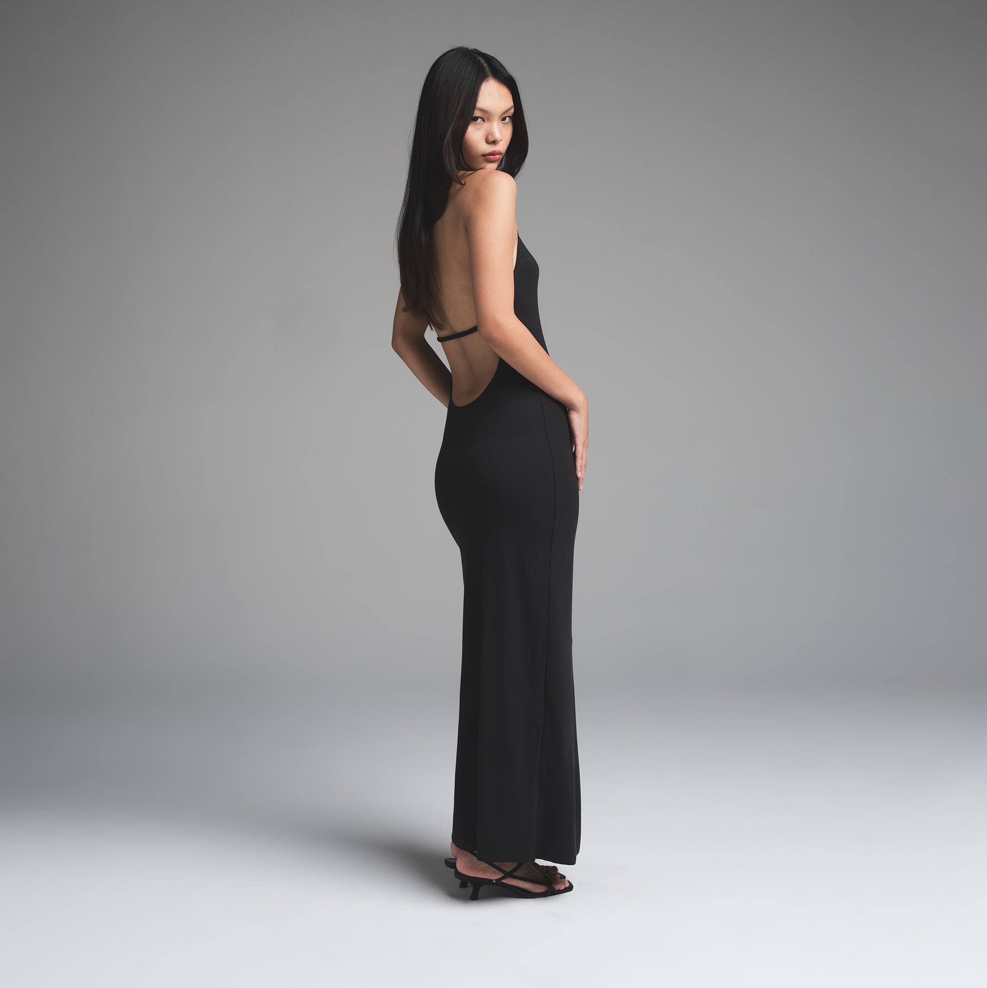 SKIMS CLOUD HALTER LONG DRESS | ONYX - Image 4