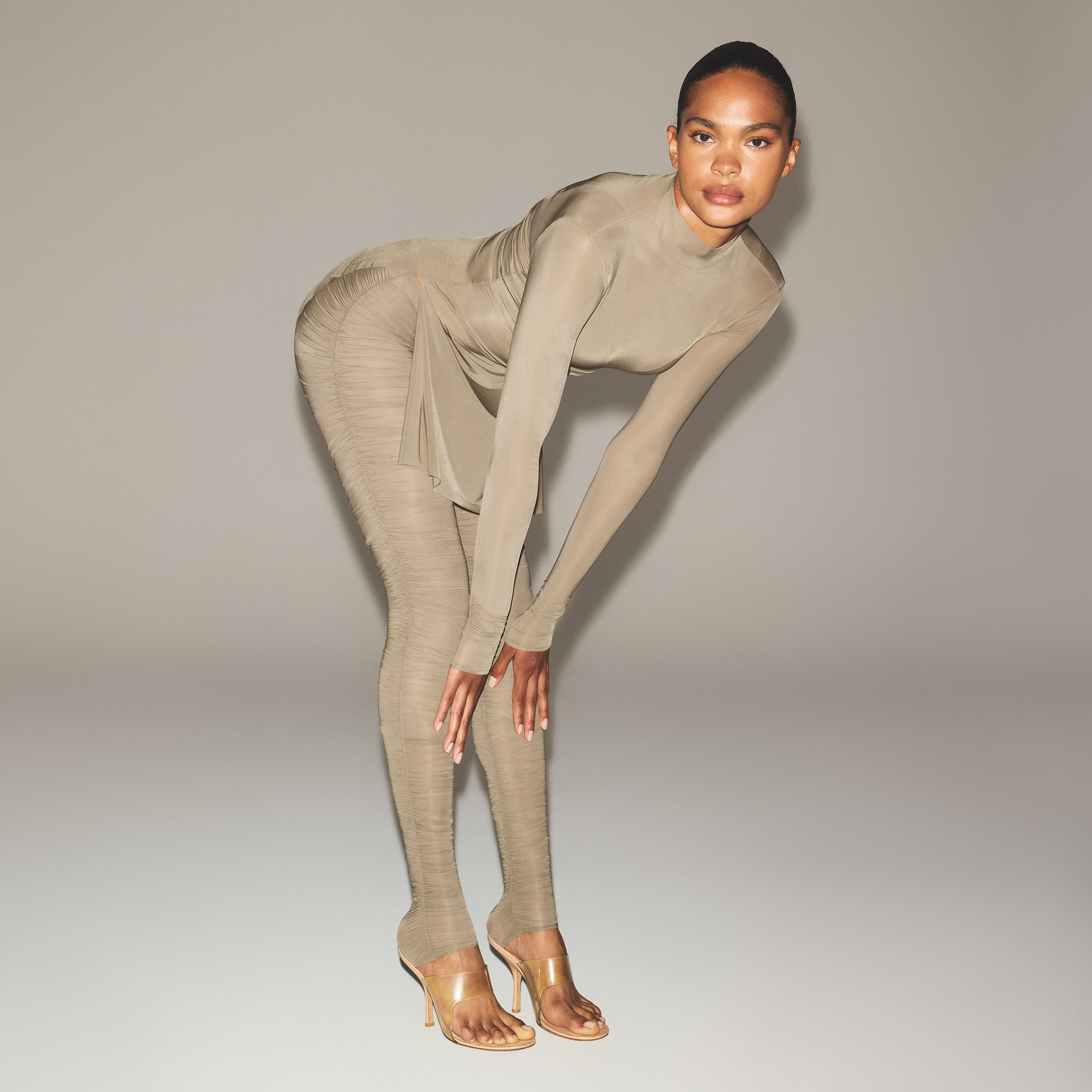 MILKY SHEER MOCK NECK TUNIC | TRUFFLE - Image 3