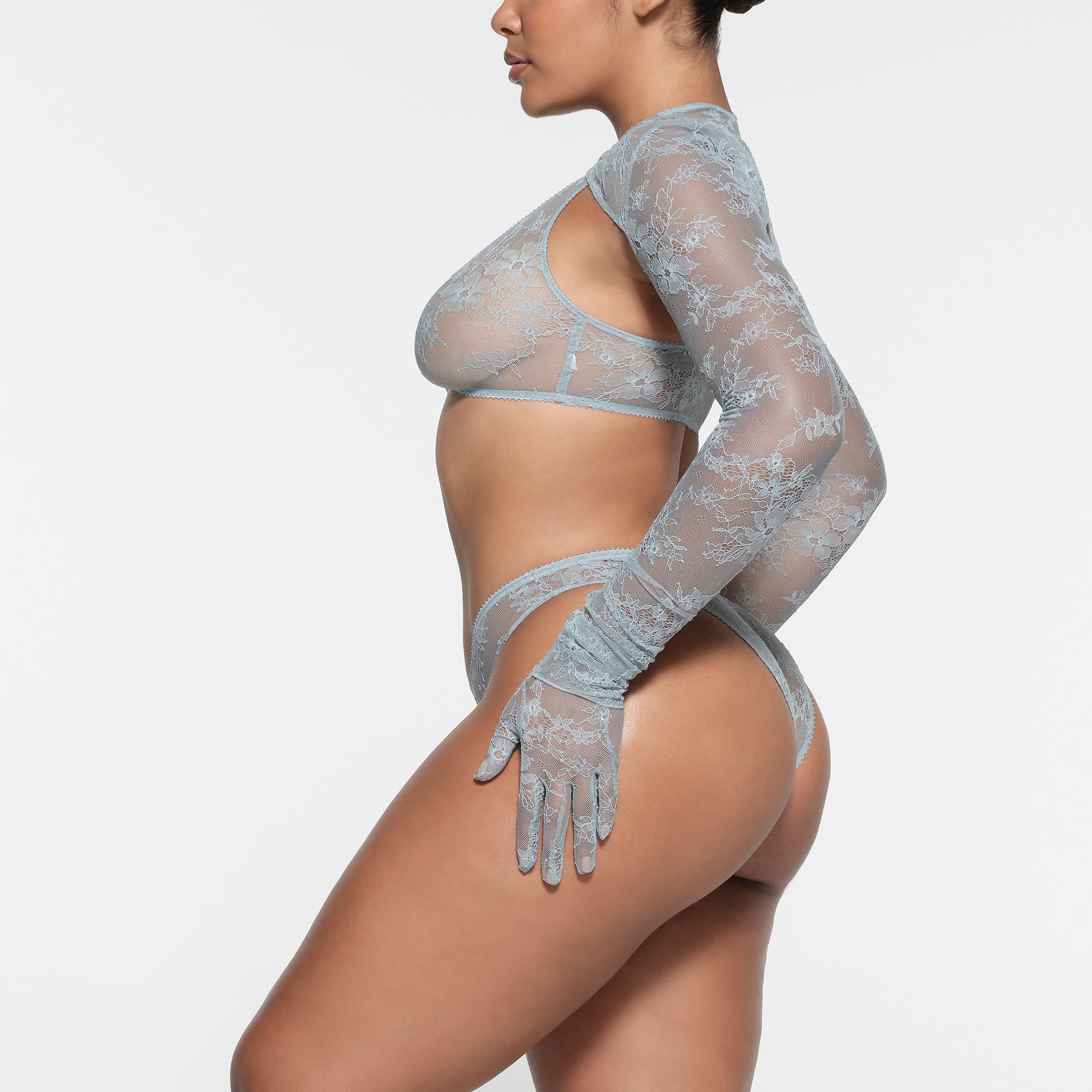 ULTRA FINE LACE GLOVES | DENIM - Image 2