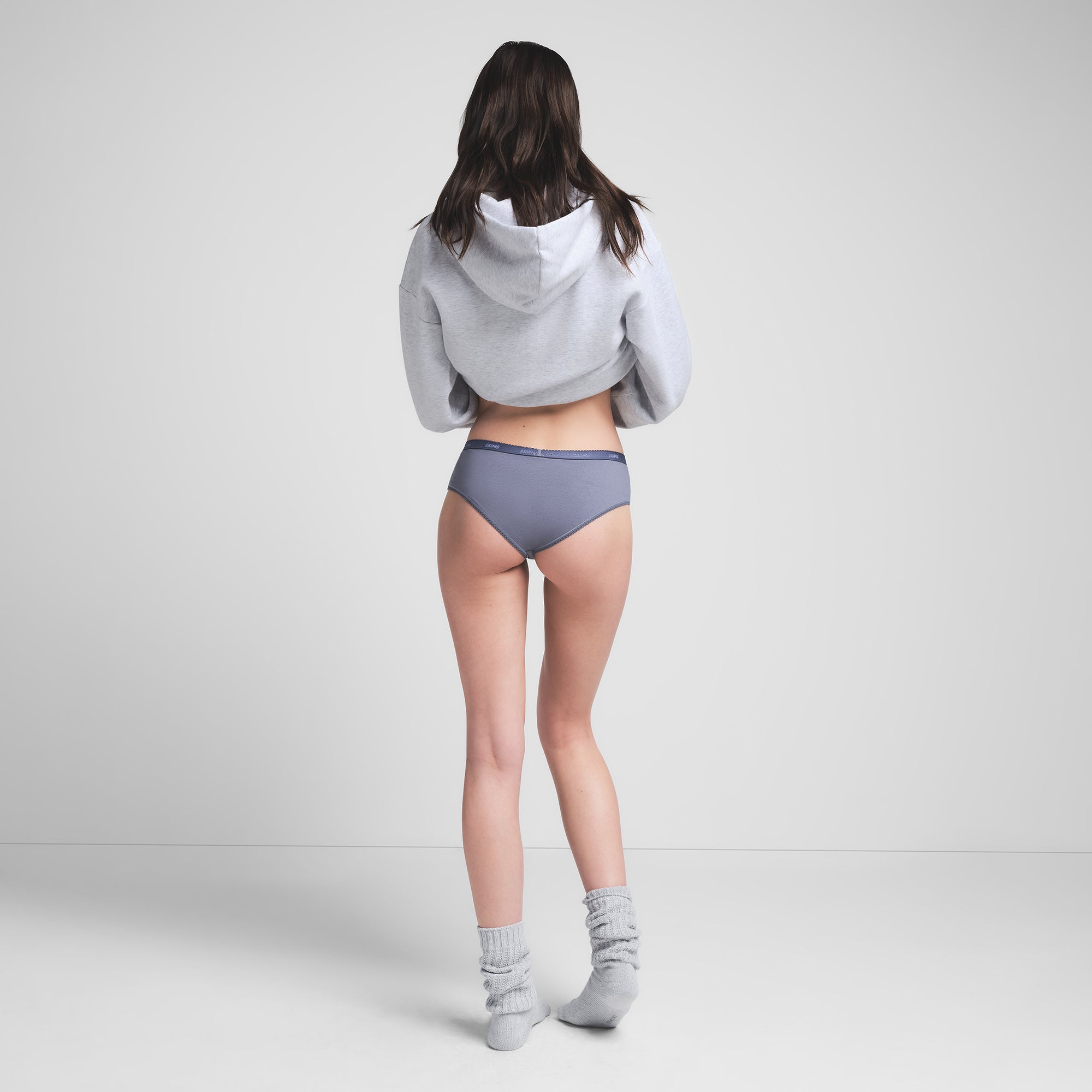 LIGHTWEIGHT COTTON LOGO PICOT HIPSTER | STEEL BLUE - Image 3