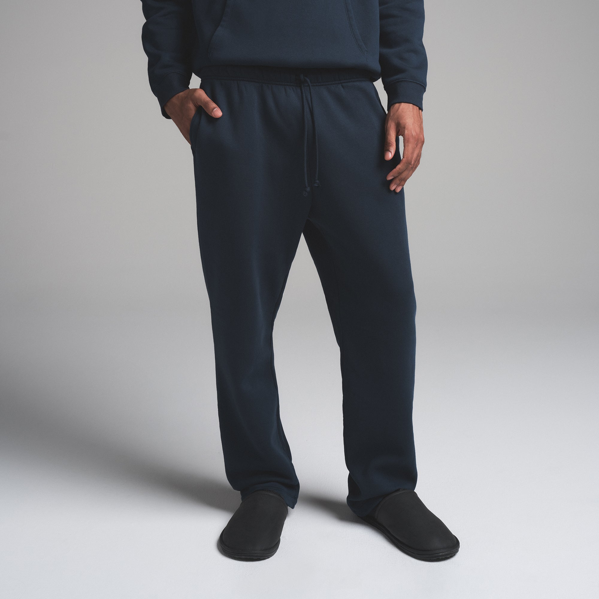 FLEECE LOUNGE MENS CLASSIC STRAIGHT LEG PANT | NAVY - Image 2