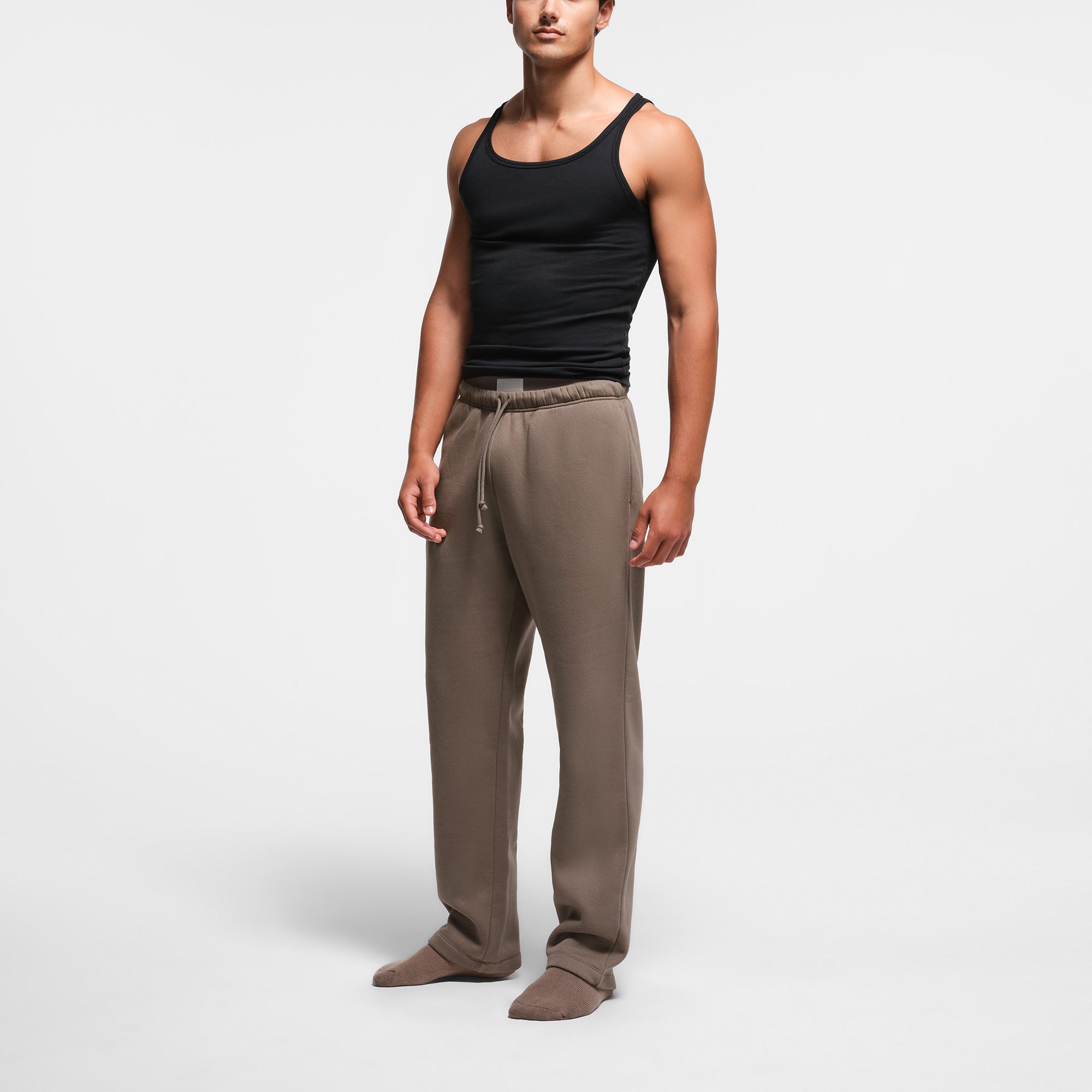 FLEECE LOUNGE MENS CLASSIC STRAIGHT LEG PANT | TRUFFLE - Image 3
