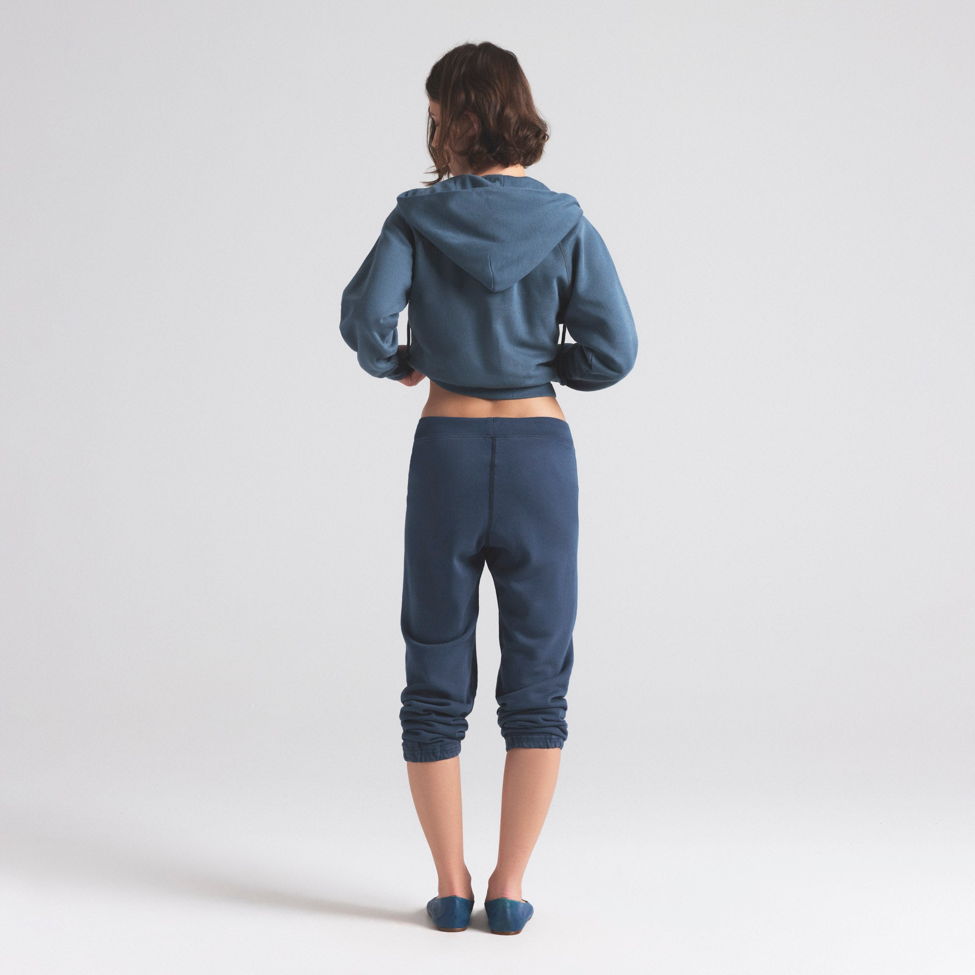 LIGHTWEIGHT FLEECE SHRUNKEN JOGGER | WASHED NAVY - Image 4