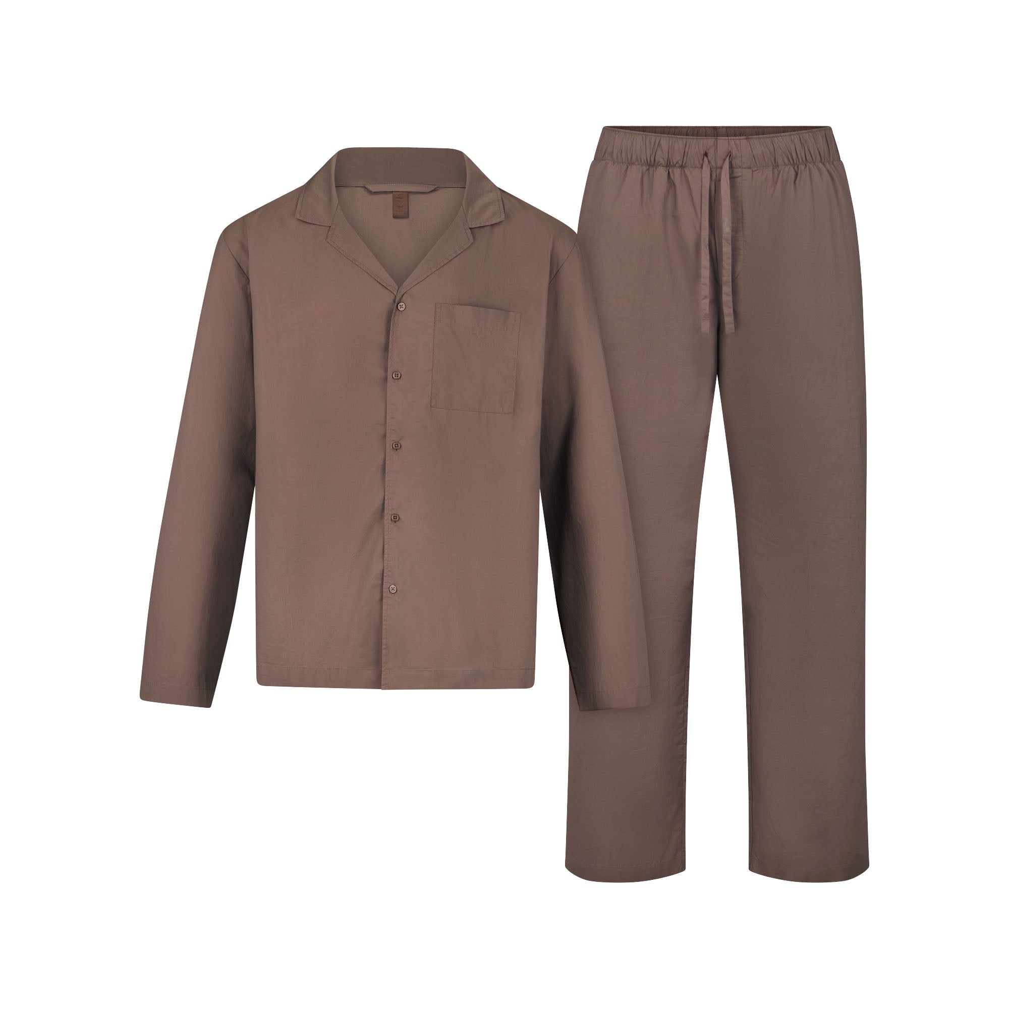 COTTON POPLIN MENS LONG SLEEP SET | UMBER - Image 5
