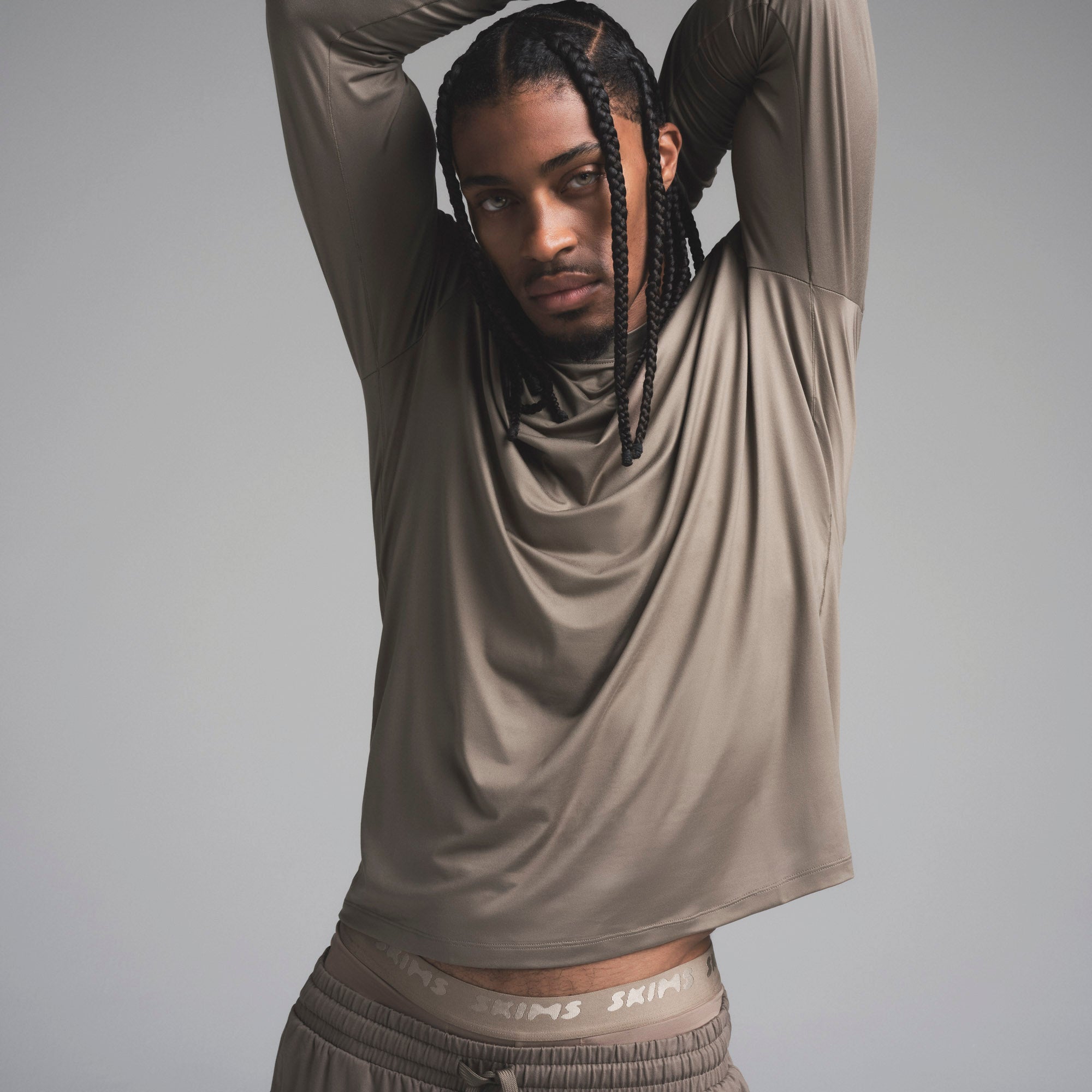 OUTDOOR JERSEY MENS CLASSIC LONG SLEEVE T-SHIRT | TRUFFLE - Image 2