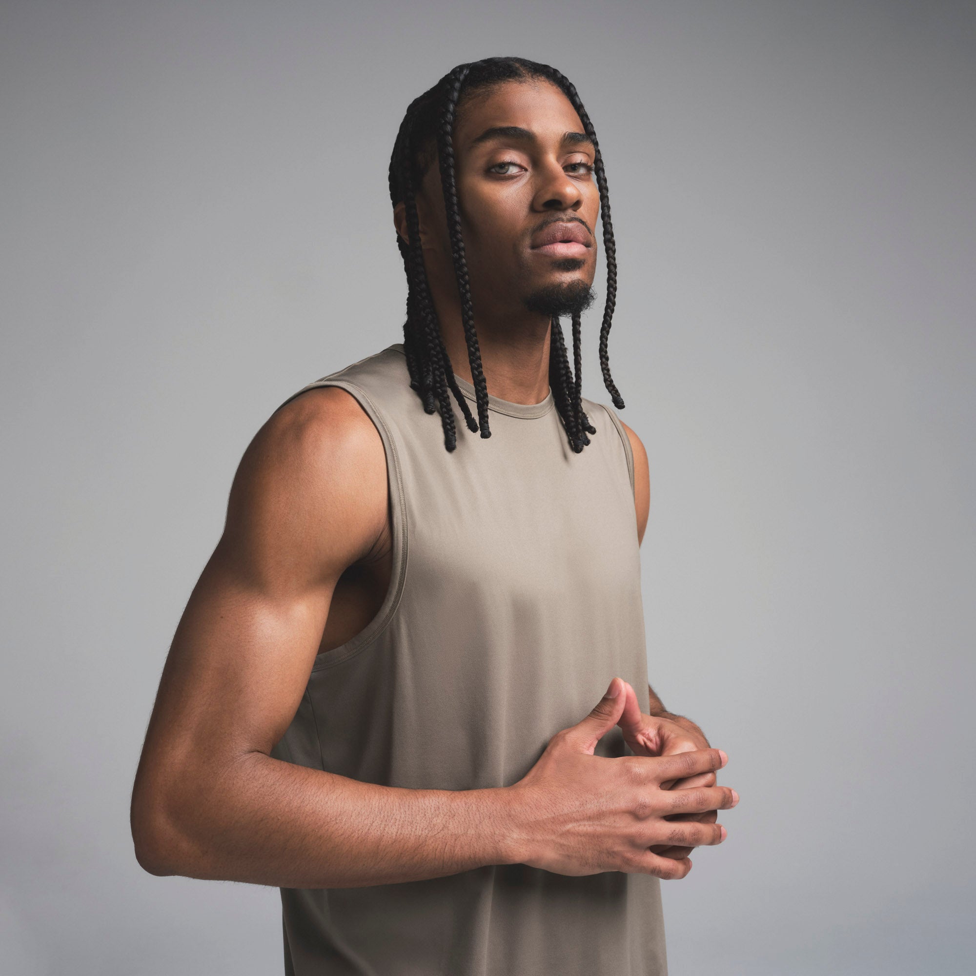 OUTDOOR JERSEY MENS MUSCLE TANK | TRUFFLE - Image 2